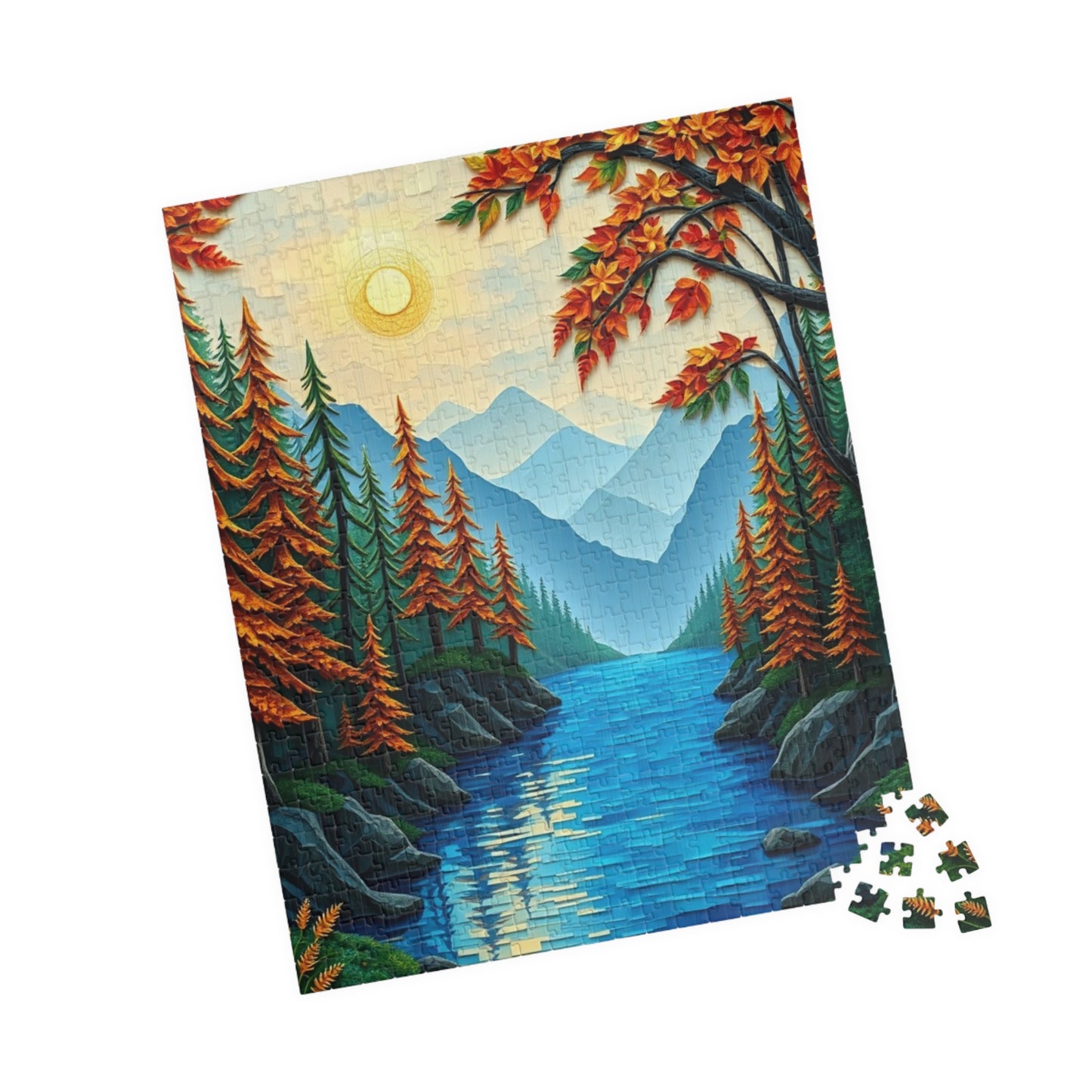 Mosaic Jigsaw Puzzle, Enchanted Forest Sunrise Landscape, 110-1014 Piece, Meditation Relaxation Game, Family Activity, Decorative Art, Gift Puzzle The Puzzle Chest