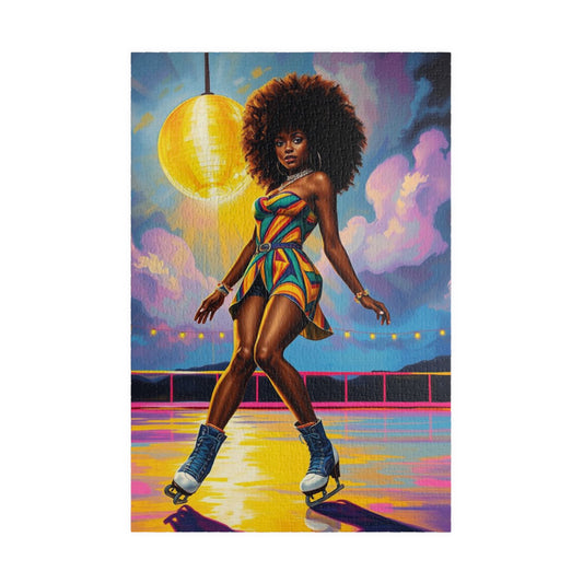 Retro Roller Skating Puzzle - Black Woman Jigsaw | Afrocentric Gift for Skating Enthusiast, Family Game Night, Nostalgic Home Entertainment 1014 pcs (Vertical) Puzzle The Puzzle Chest