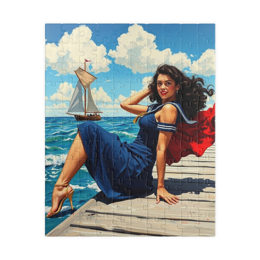 Vintage Sailor Girl Puzzle - Nautical Themed Adult Jigsaw Game, Gift for Puzzle Lovers, 110-1014 Piece, Perfect for Holidays and Birthdays 110 pcs (Vertical) Puzzle The Puzzle Chest