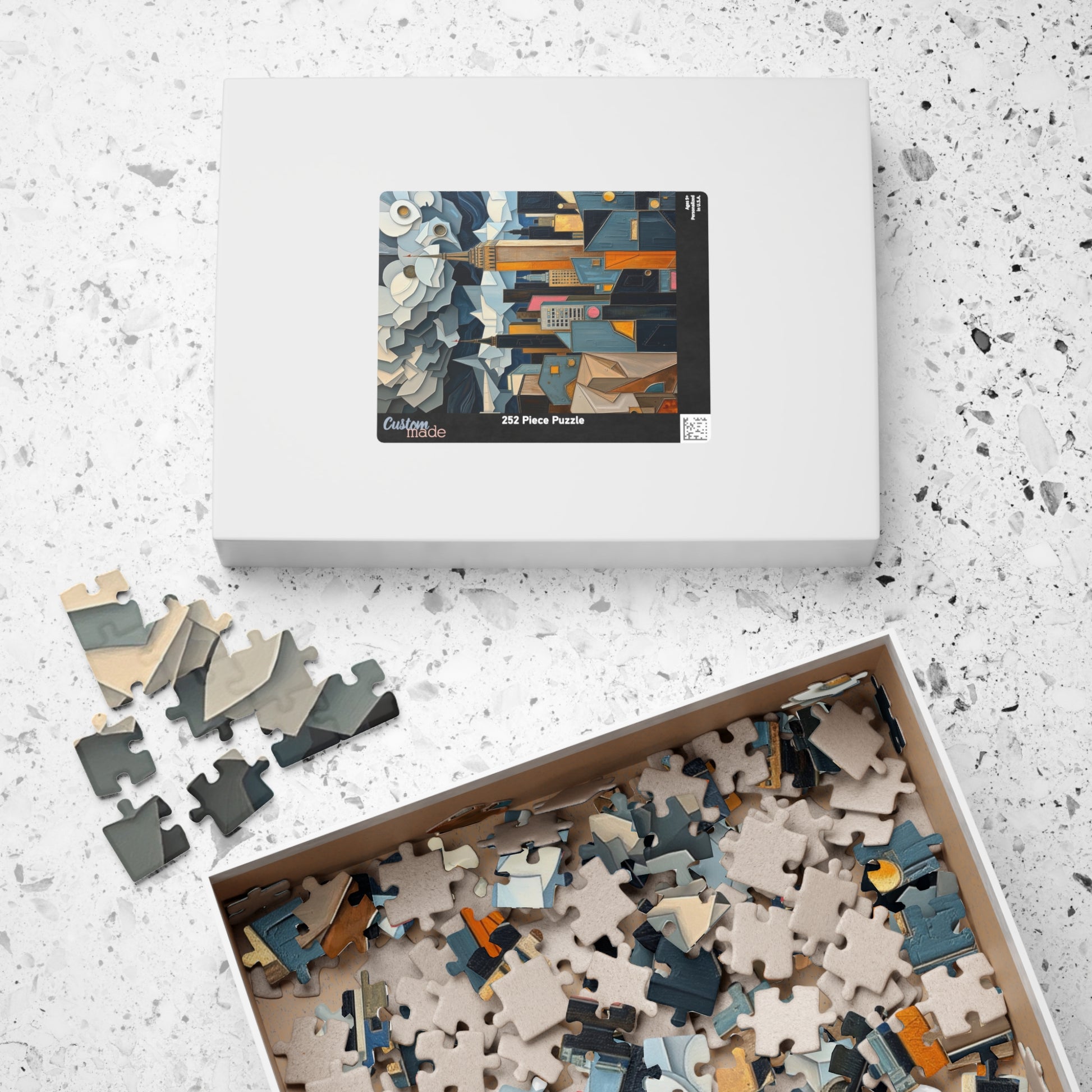 Abstract Cityscape Jigsaw Puzzle - Metallic and Pastel Geometric Shapes Pattern Puzzle The Puzzle Chest
