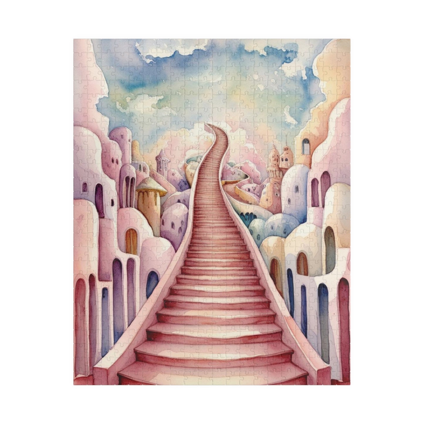 Dreamy Staircase Puzzle Inspired by Salvador Dalí, Distorted Architecture Jigsaw Game Challenging Brain Teaser, Home Decor, Mindful Activity 520 pcs (Vertical) Puzzle The Puzzle Chest