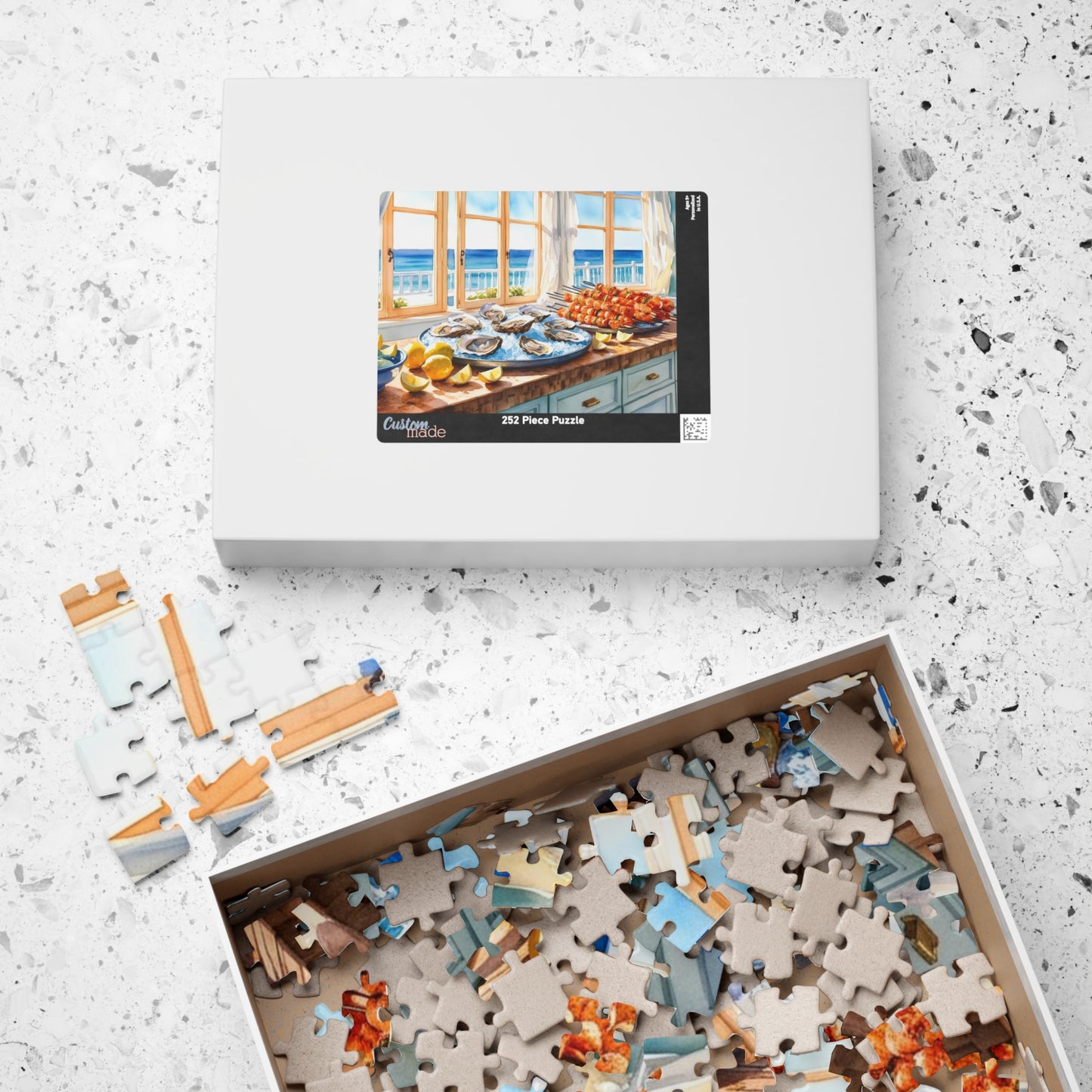 Coastal Kitchen Puzzle Gifted, Sea-food Themed Food Jigsaw Game, Kitchen Decor, Fun Family Activity for Game Night, Puzzle Lover Puzzle The Puzzle Chest