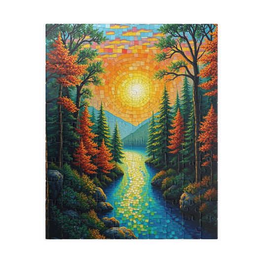 Nature-Inspired Mosaic Landscape Jigsaw Puzzle for Relaxation and Fun, Scenic Autumn Adventure, Best Gift for Family, Friends, Holidays 110 pcs (Vertical) Puzzle The Puzzle Chest