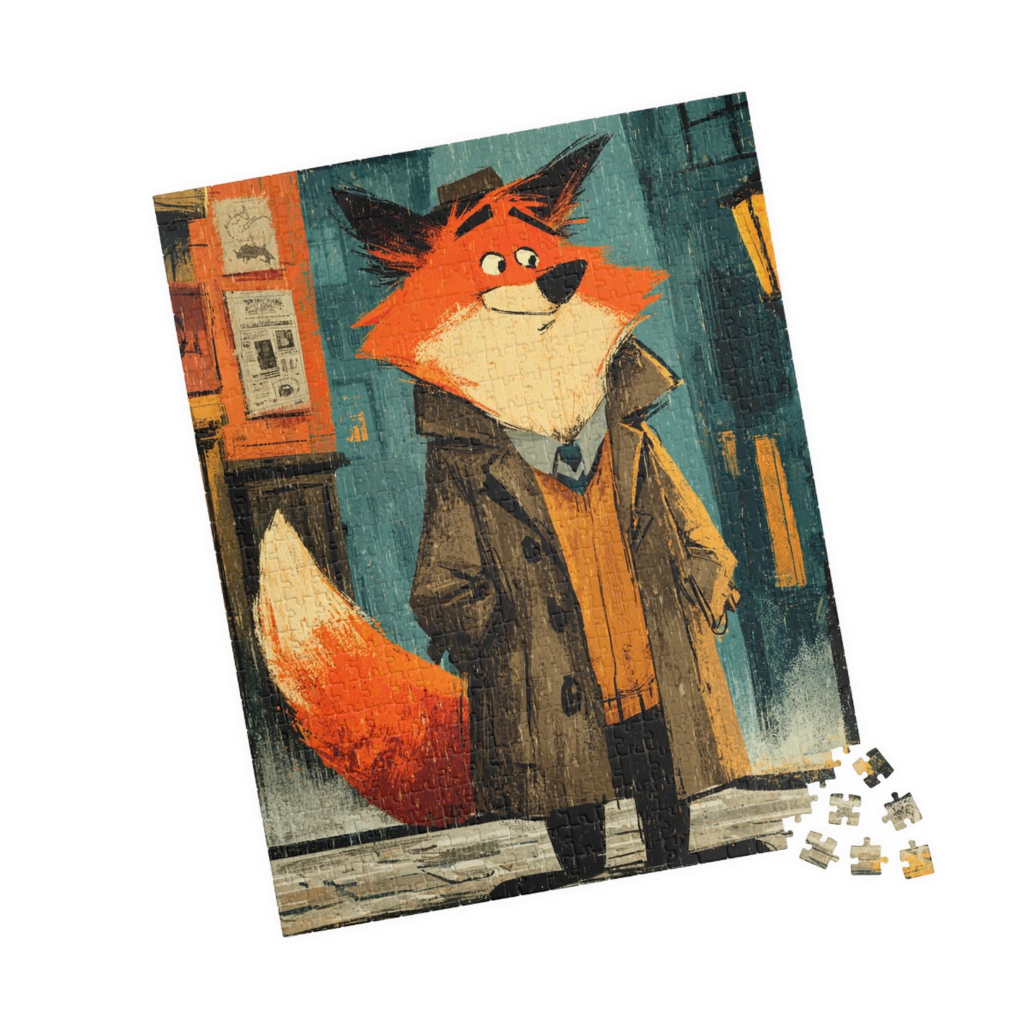 Fox Detective Jigsaw Puzzle - Animal Theme Game, Perfect for Family Fun, Gift for Kids, Cozy Nights, Game Night, Gift 520 pcs (Vertical) Puzzle The Puzzle Chest