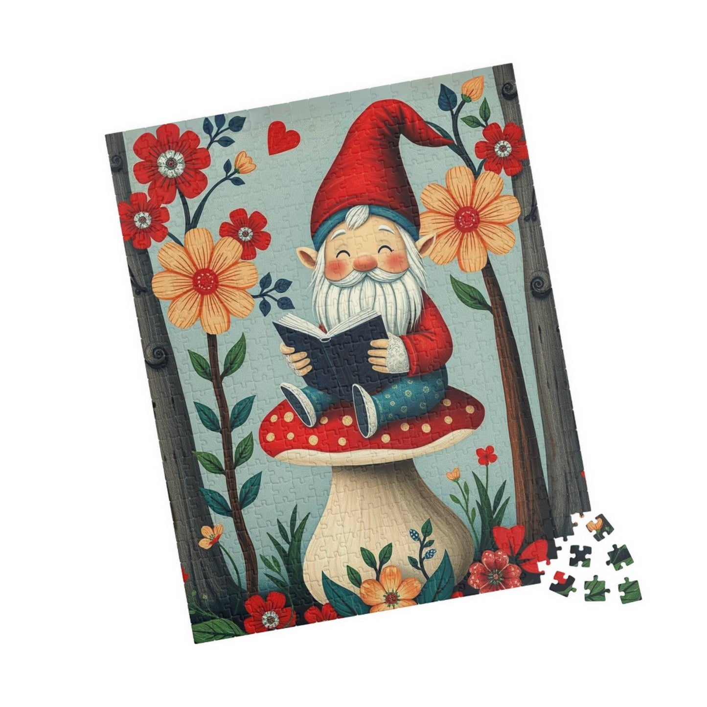 Nordic Gnome Reading Storybook – Scandinavian Folk Forest Dwarf Jigsaw Puzzle 520 pcs (Vertical) Puzzle The Puzzle Chest