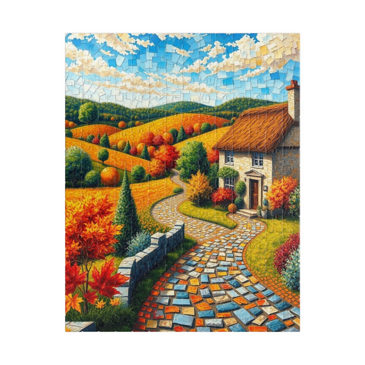 Autumn Landscape Mosaic Puzzle - 110/252/520/1014-Piece, Ideal for Family Game Night, Cozy Fall Decor, Nature Lover Gift, Relaxing Activity 252 pcs (Vertical) Puzzle The Puzzle Chest