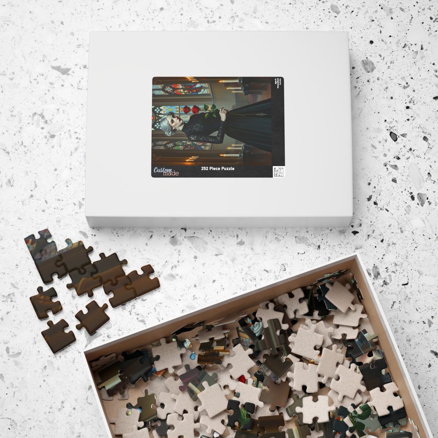 Puzzle, Gothic Art Woman's Portrait in Stained Glass Cathedral, Adult Dark Fantasy Jigsaw Game, Relaxing Activity, MIndfulness Puzzle The Puzzle Chest
