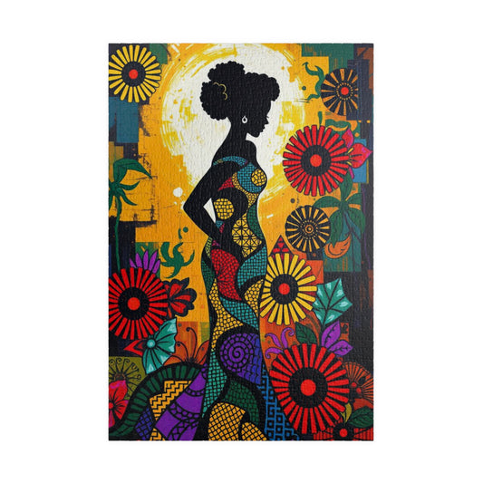 Colorful Lady Silhouette Puzzle - Black Art Inspired Jigsaw Game, Unique Afrocentric Gift for Friends, Family Game Nights, Mental Exercise 1014 pcs (Vertical) Puzzle The Puzzle Chest