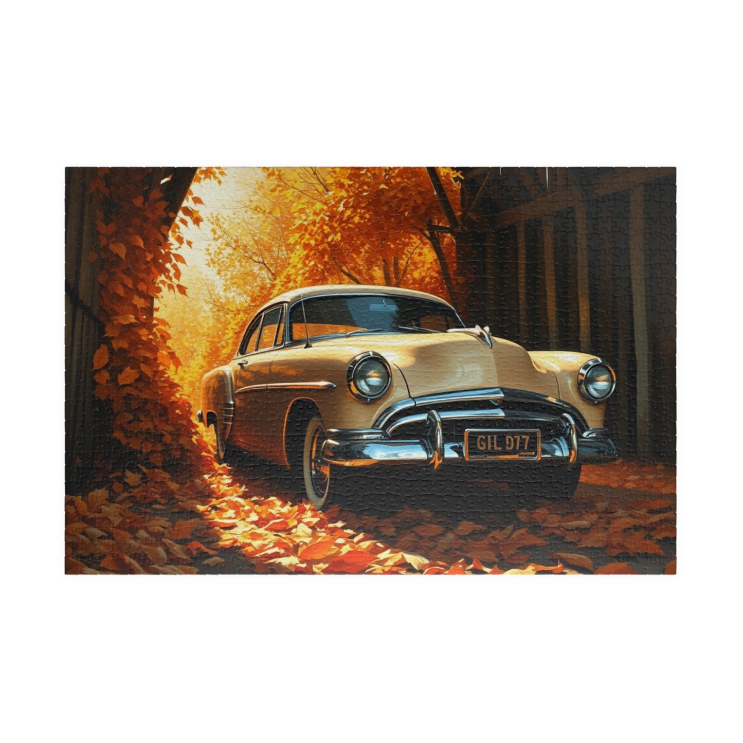 Vintage Car Autumn Puzzle - Classic 1953 Kaiser Manhattan | Retro Auto Jigsaw Game | Gift for Car Lovers, Family Night Leisure Activity 1014 pcs (Horizontal) Puzzle The Puzzle Chest
