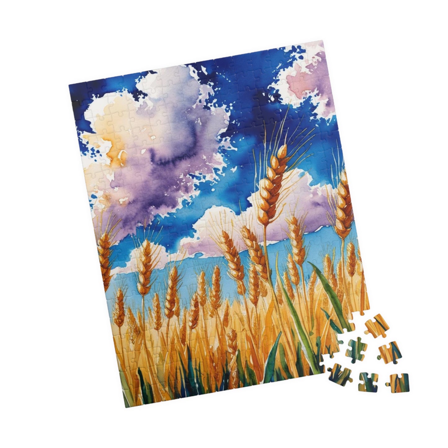 Wheat Field Jigsaw Puzzle with Golden Stalks and Blue Sky Puzzle The Puzzle Chest