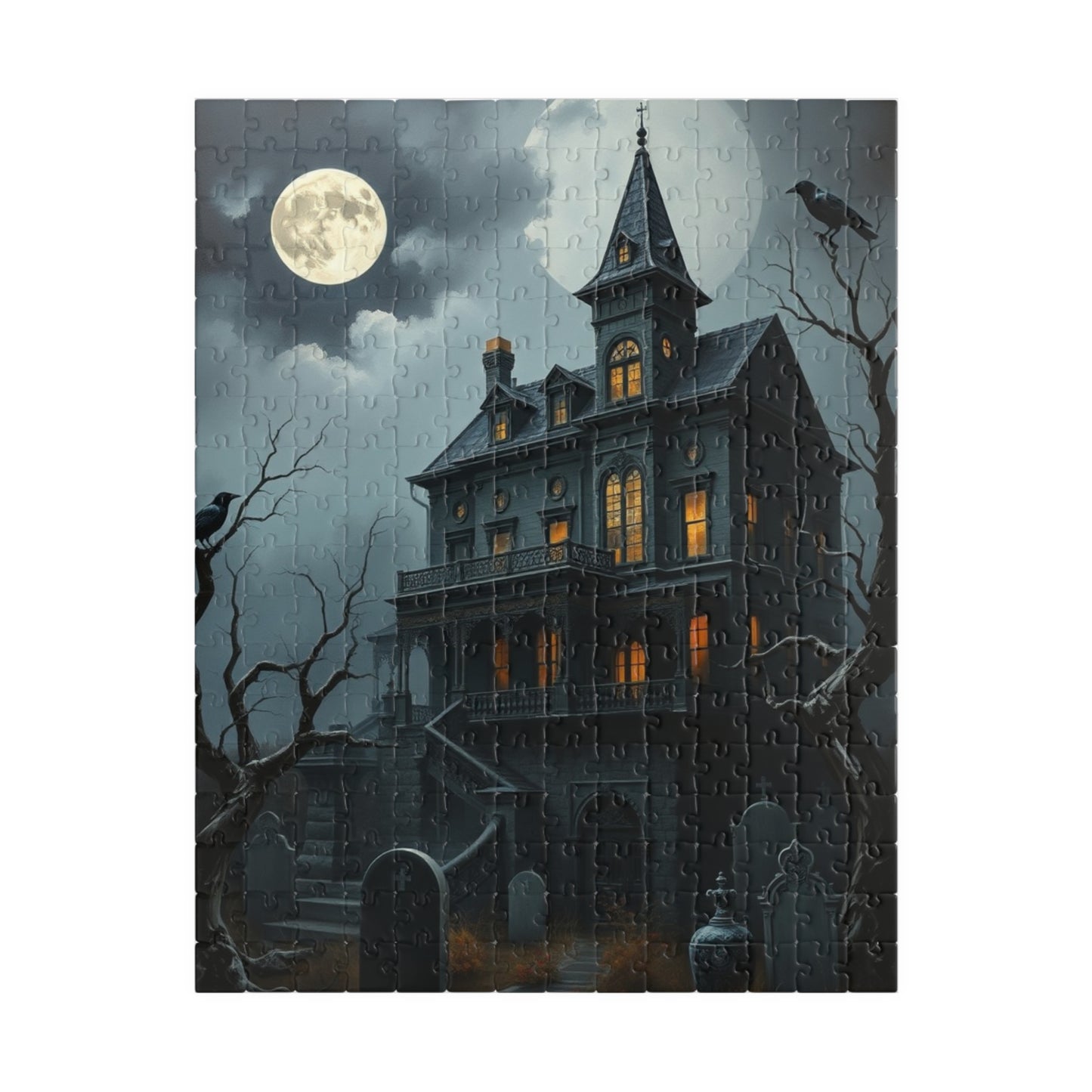 Haunted House Puzzle - 110-1014 Pieces Spooky Night Scene, Halloween Solo Fun Family Game Night, Gothic Art Lover and Puzzle Enthusiast Gift 252 pcs (Vertical) Puzzle The Puzzle Chest