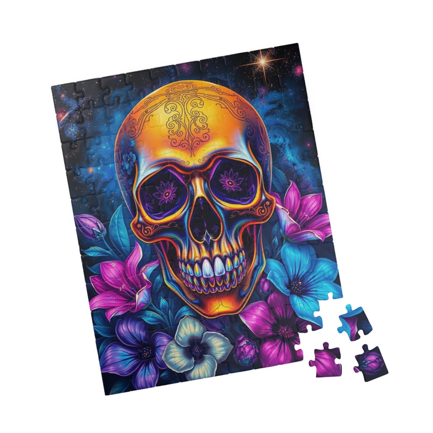 Cosmic Skull Artwork Puzzle for Adults, 110-1014 Piece Gothic Jigsaw Game, Best Unique Gift for Puzzle Lover, Mindfulness Activity, Solo Fun Puzzle The Puzzle Chest