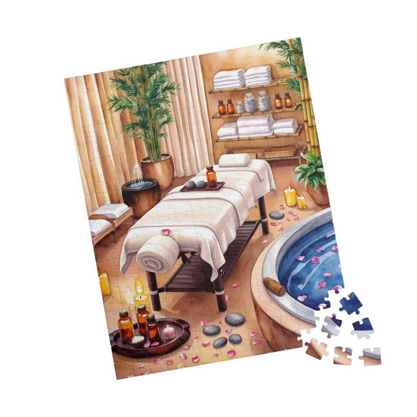 Relaxing Spa Retreat Puzzle, Serene Wellness Escape Scene Adult Jigsaw Game, Solo Fun or Family Entertainment, Mindful Puzzle Lover Gift Puzzle The Puzzle Chest
