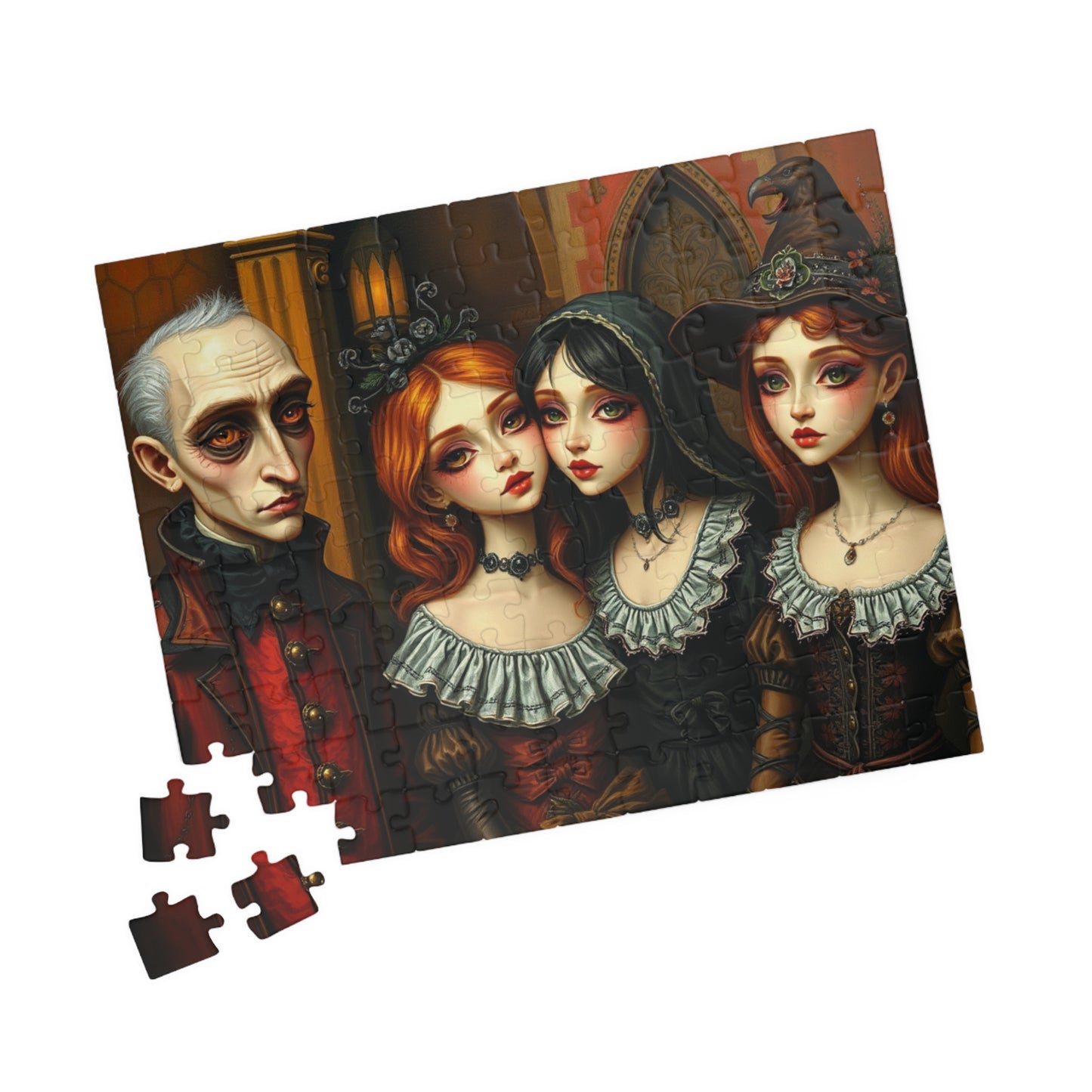 Gothic Art Jigsaw Puzzle, Mysterious Family Dark Art Theme, Perfect for Halloween, Cozy Nights, Family or Solo Fun, Puzzle Enthusiast Gift Puzzle The Puzzle Chest