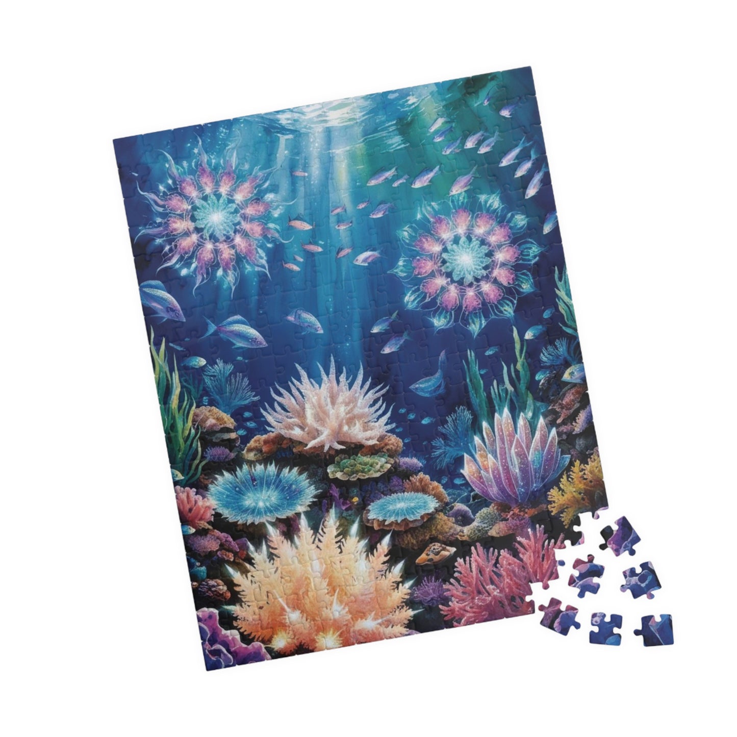 Trippy Ocean Jigsaw Puzzle, Radiant Coral Reef Mandala Puzzle, Bioluminescent Sea Creatures, 110 252 520 1014-Piece Puzzle for Adults, Hobby Puzzle The Puzzle Chest