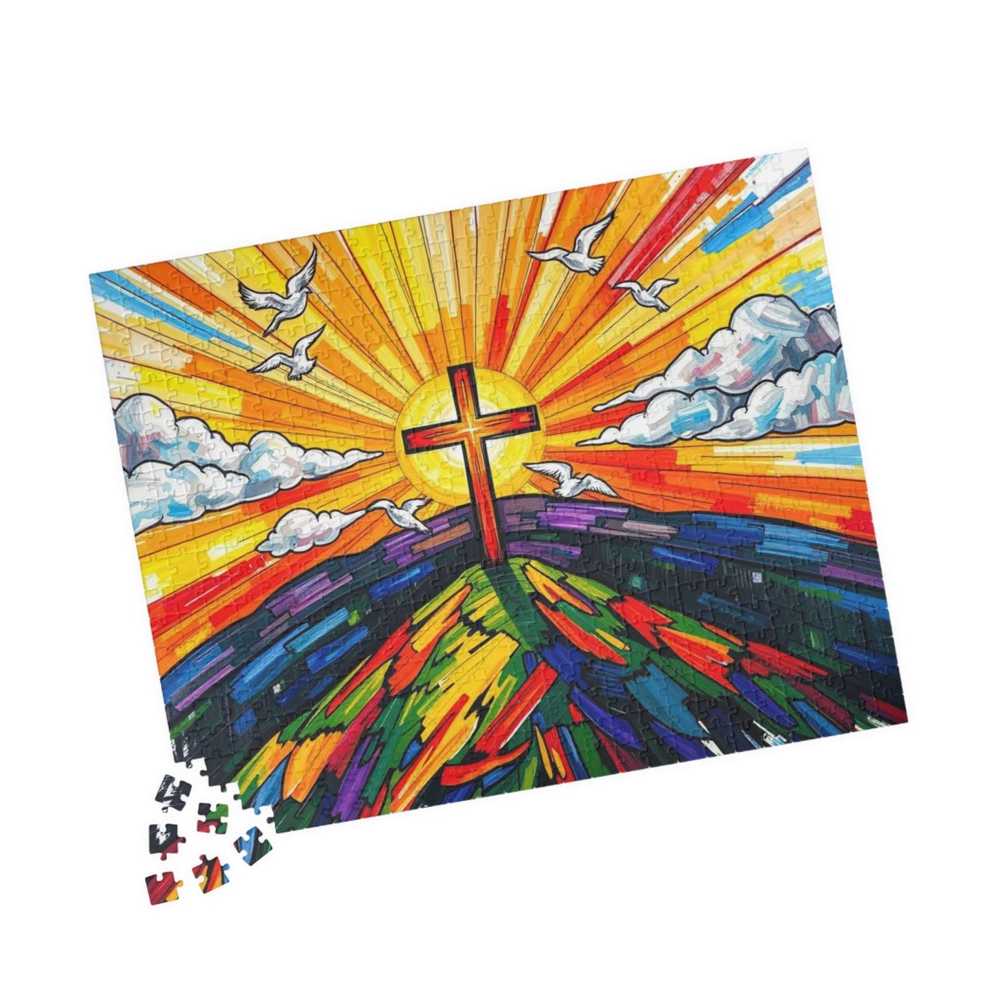 Faith-Inspired Cross Jigsaw Puzzle for Spiritual Reflections, Family Game Nights, Holiday Birthday Gift for Christians, Brain Teaser 520 pcs (Horizontal) Puzzle The Puzzle Chest
