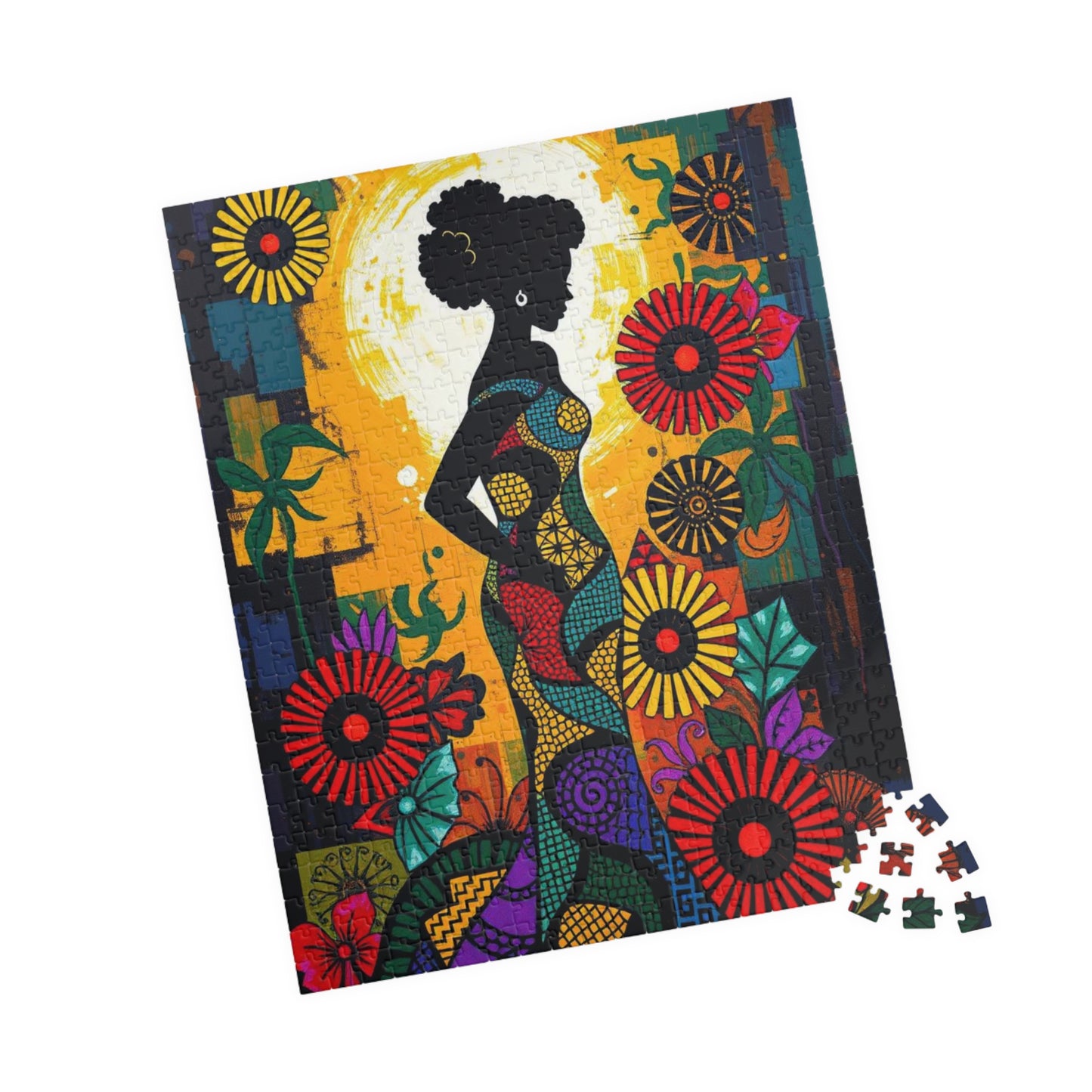 Colorful Lady Silhouette Puzzle - Black Art Inspired Jigsaw Game, Unique Afrocentric Gift for Friends, Family Game Nights, Mental Exercise Puzzle The Puzzle Chest