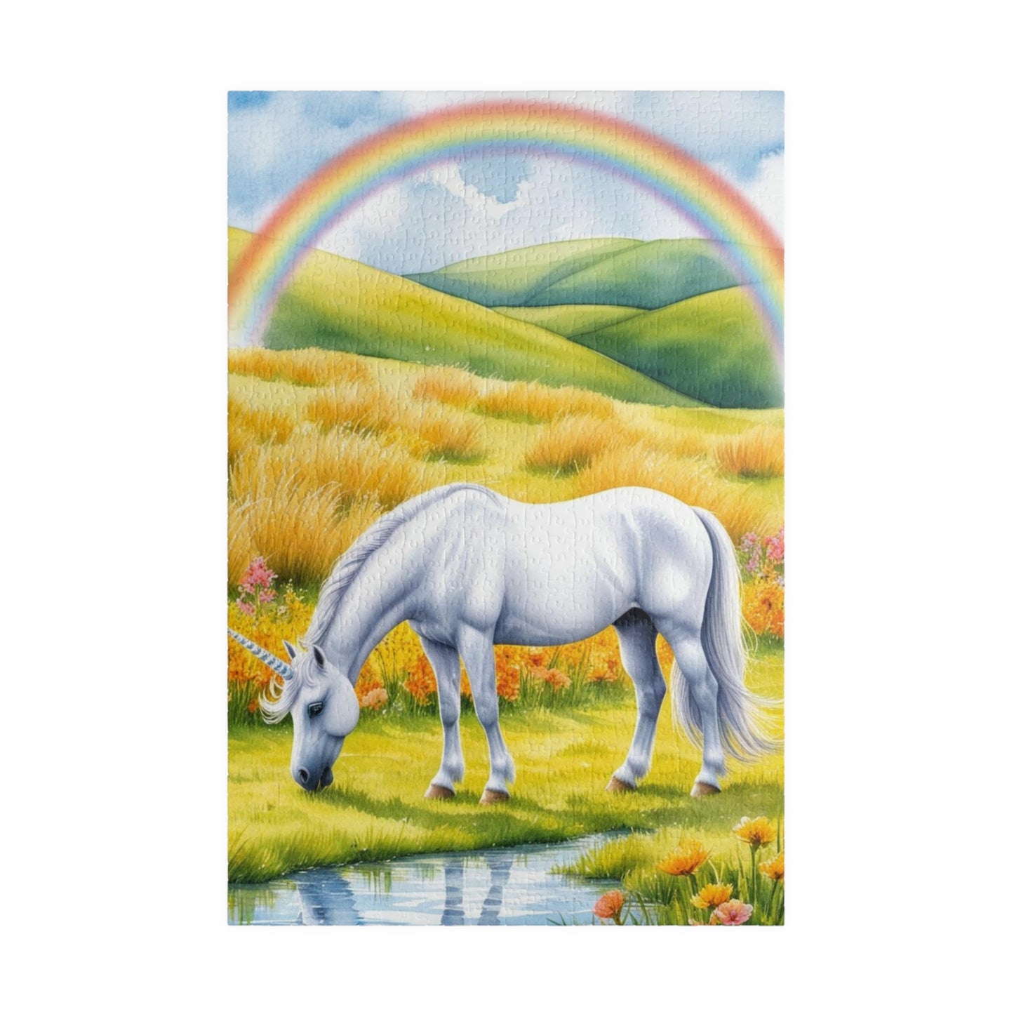 Mythical Unicorn Jigsaw Puzzle, Fantasy Landscape Puzzle Lover Gift, Rainbow Meadow 110-1014 Piece Family Activity Mind Challenge, Hobby 1014 pcs (Vertical) Puzzle The Puzzle Chest