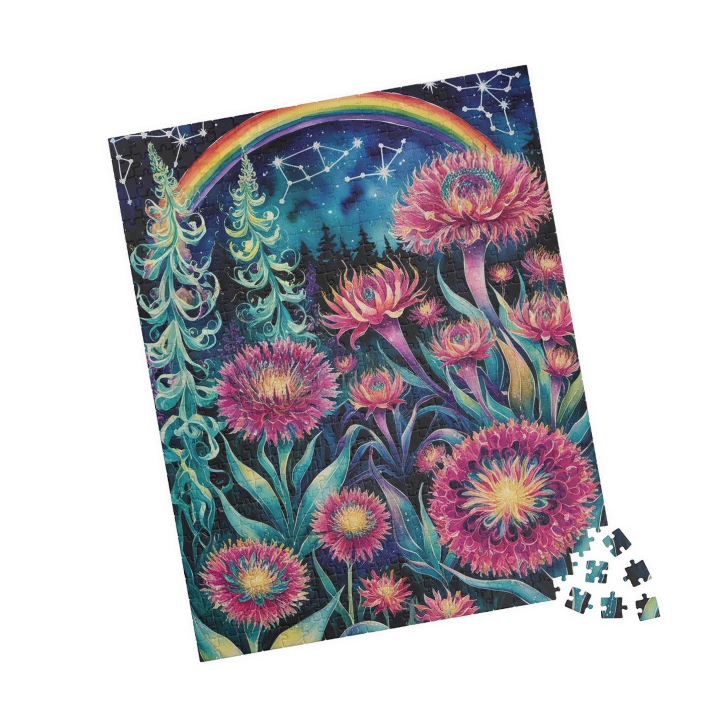 Flower Theme Trippy Puzzle, 110-1014 Piece Glow Garden Jigsaw Puzzle, Challenging Tabletop Game, Adult Entertainment Relaxation Meditation Puzzle The Puzzle Chest