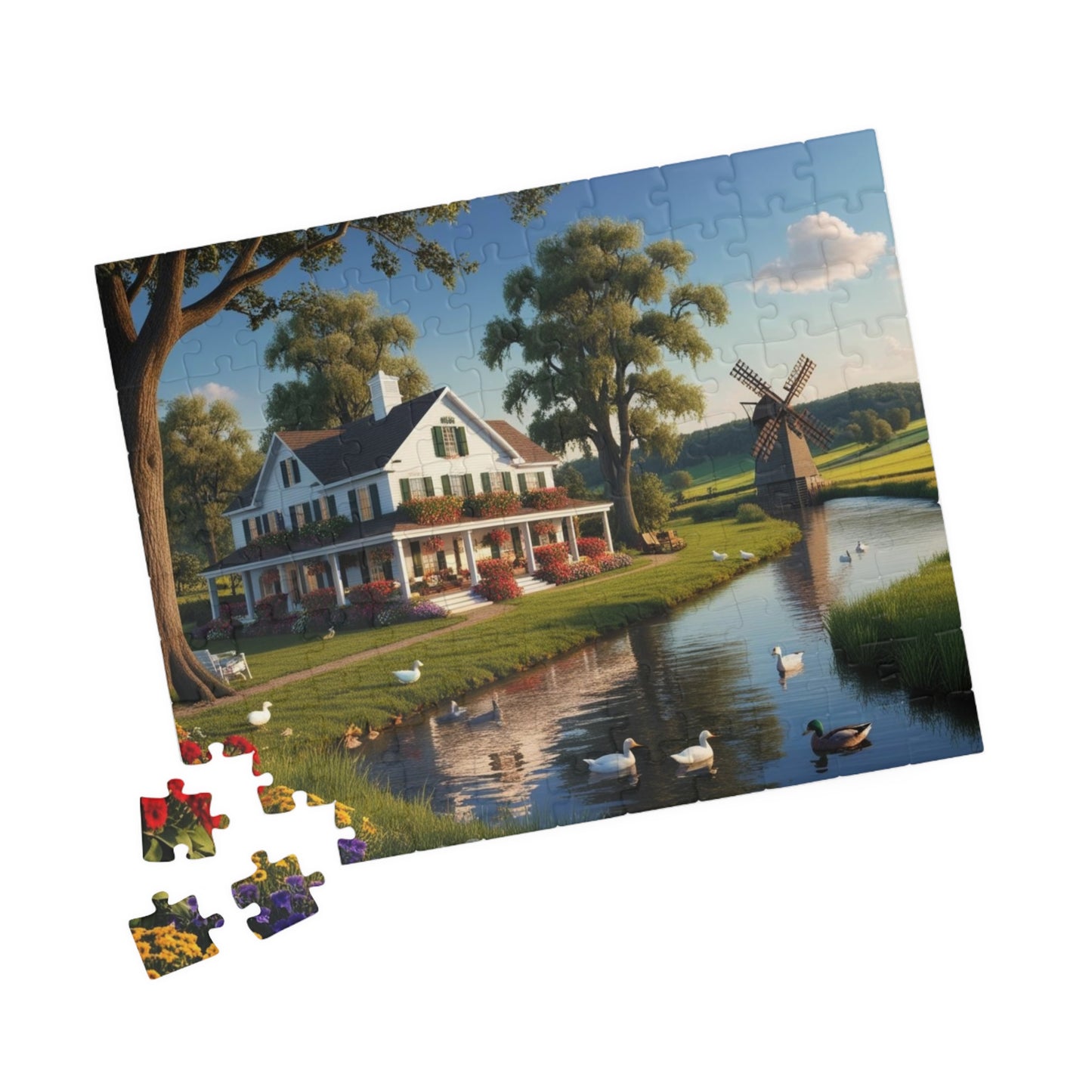 Quiet Farmstead Landscape Puzzle, Charming Summer Countryside Jigsaw Game for Family and Friends, Gift for Holidays Puzzle The Puzzle Chest