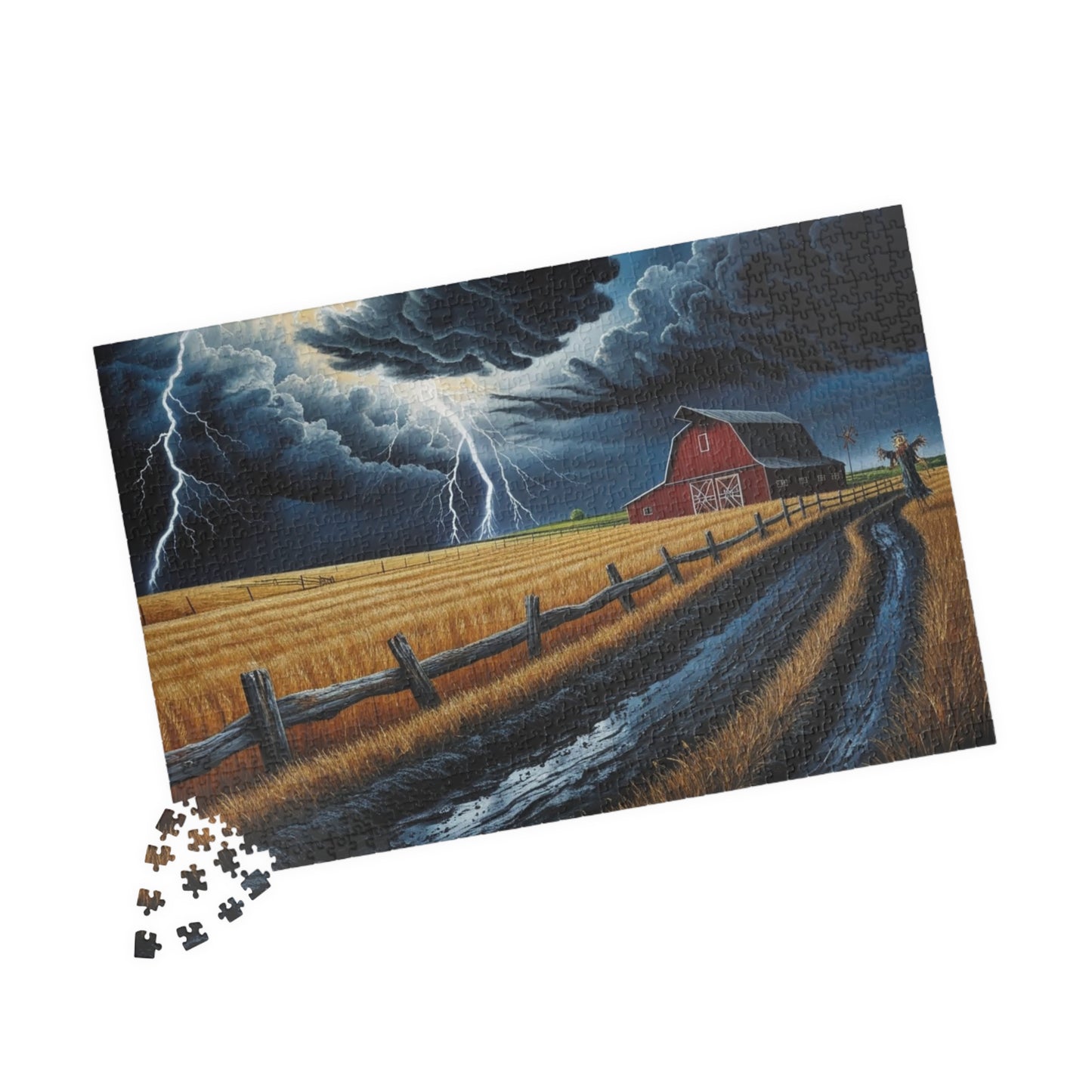 Stormy Barn Scene Puzzle | Relaxing Home Activity, Farmhouse Decor, Family Game Night, Nature Lover Gift, Rainy Day Fun Puzzle The Puzzle Chest