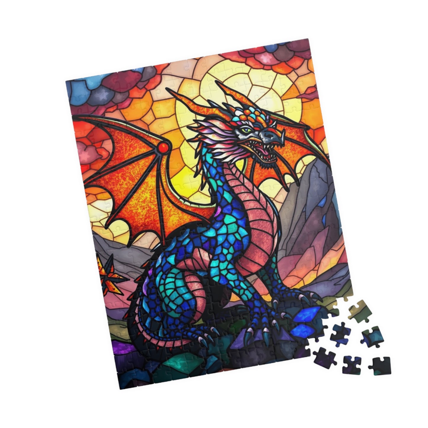 Stained Glass Dragon Puzzle, Colorful Art Jigsaw for Adults, Perfect Gift for Hobbyists, Family Game Night, 110-1014 Pieces Puzzle The Puzzle Chest