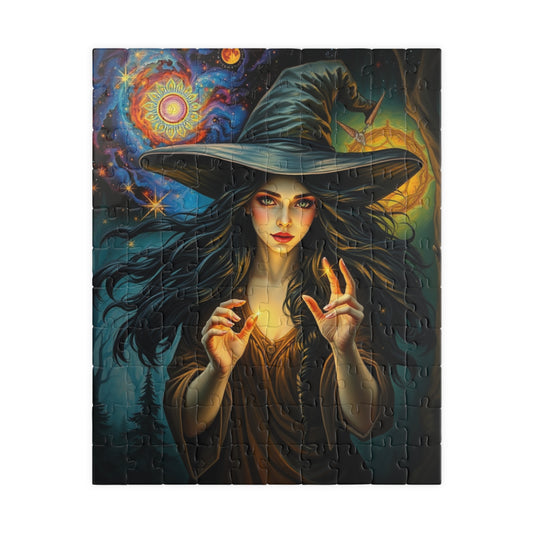 Witch Galaxy Forest Puzzle, 110 252 520 1014-piece Adult Jigsaw Game, Mystical Stars, Halloween Decor, Ideal Gift for Fantasy Lover, Mindful 110 pcs (Vertical) Puzzle The Puzzle Chest