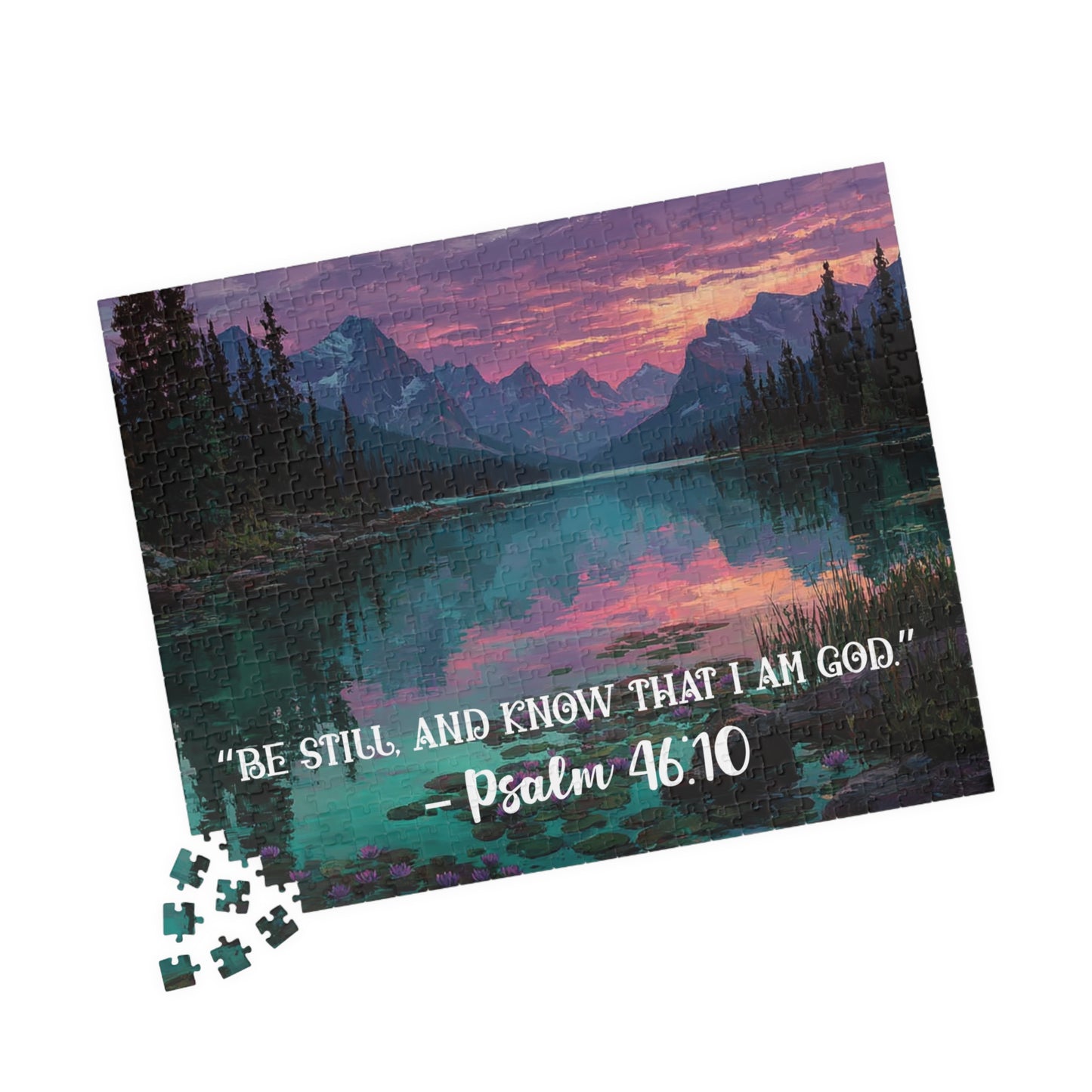 Still Waters – Peaceful Trust Jigsaw Puzzle, Inspirational Game Psalm 46:10 Quote, Spiritual Gift, Mindfulness Challenge 520 pcs (Horizontal) Puzzle The Puzzle Chest