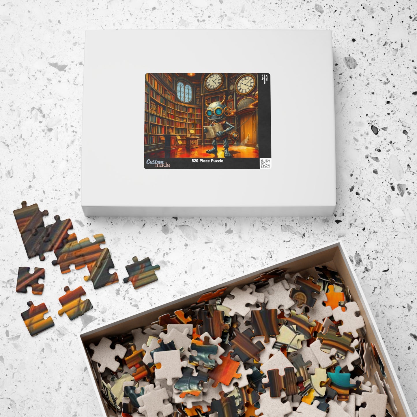 Steampunk Robot Puzzle, Vintage Library Jigsaw Game for Adult Home Entertainment, Holiday Birthday Gift for Puzzle Lover, Family Game Night Puzzle The Puzzle Chest