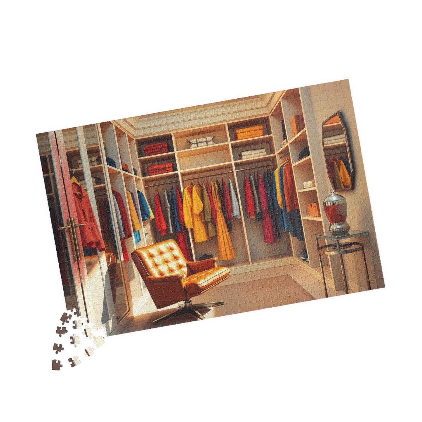 Walk-In Closet Jigsaw Puzzle (110, 252, 520, 1014-piece), Color-coded Clothing, Red Yellow Blue Minimalist Game, Gift for Fashion Lover