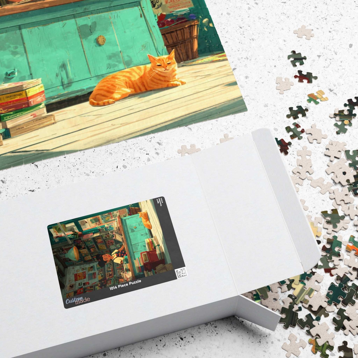 The Bookstore Cat - Whimsical Cartoon Cozy Bookshop Jigsaw Puzzle, Family Activity, Cat Lovers Gift, Perfect for Game Night Puzzle The Puzzle Chest