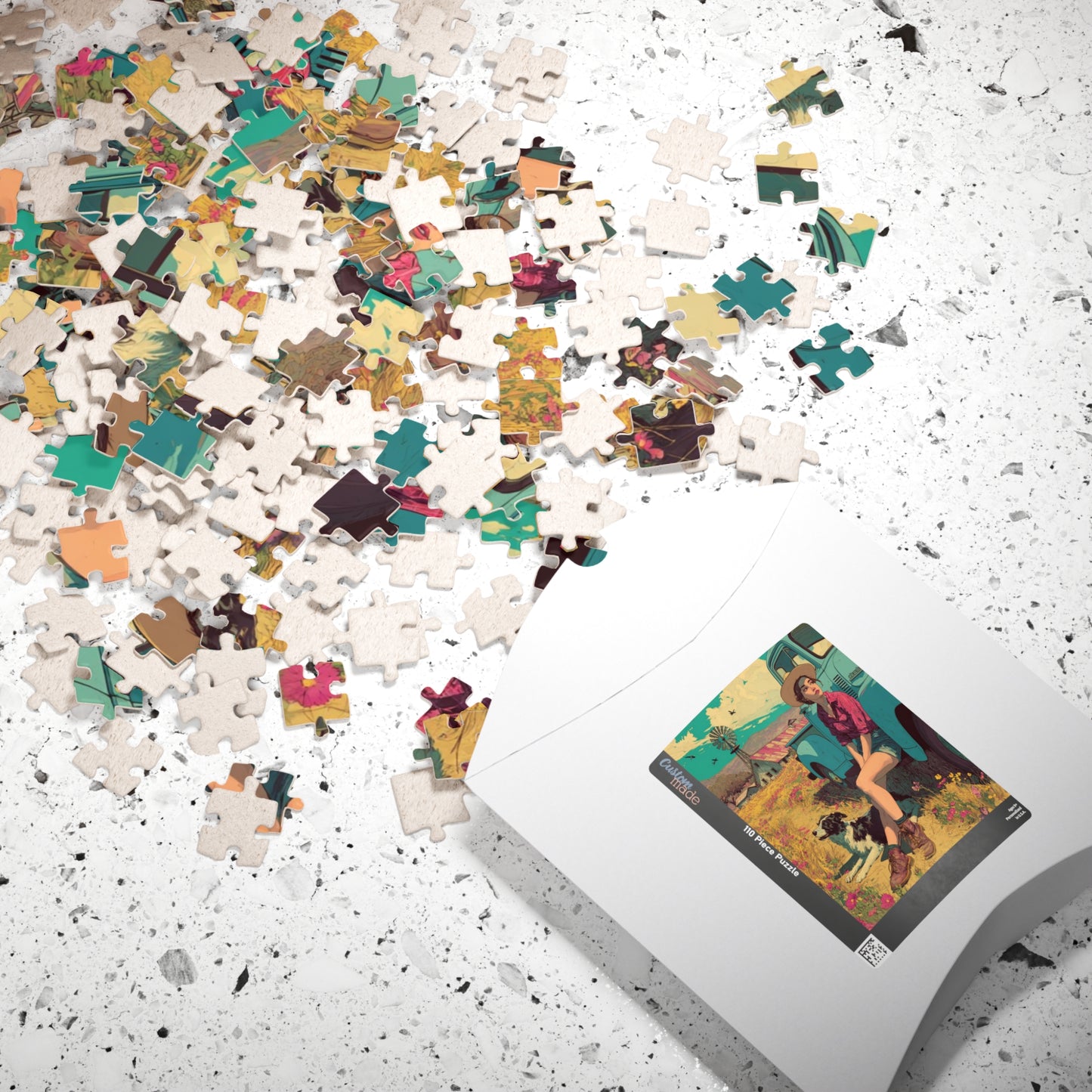 Vintage Farm Life Jigsaw Puzzle – 1950s Girl and Border Collie by Classic Truck, Retro Countryside Puzzle The Puzzle Chest