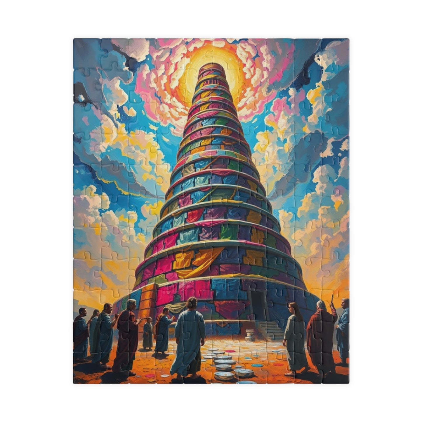 Colorful Tower of Babel Puzzle, Faith Based Jigsaw Game, Mindfulness Activity, Gift for Adult, Challenging Family Fun Brain Teaser 110 pcs (Vertical) Puzzle The Puzzle Chest