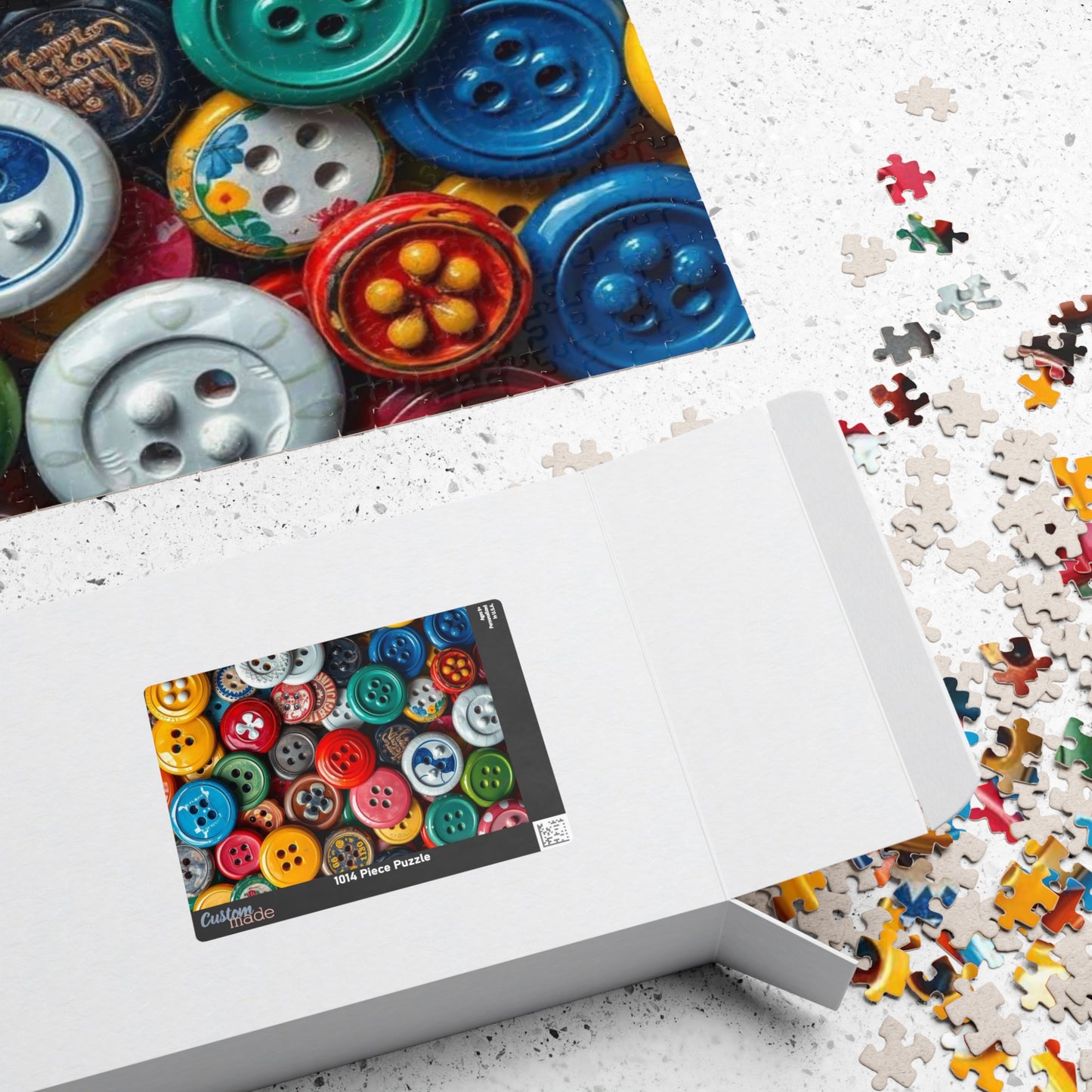 Button Collection Jigsaw Puzzle - Chaotic Collage Design, Fun Family Creative Activity, Puzzle Lover Gift for Friends, Vintage Vibe Brain Teaser Puzzle The Puzzle Chest