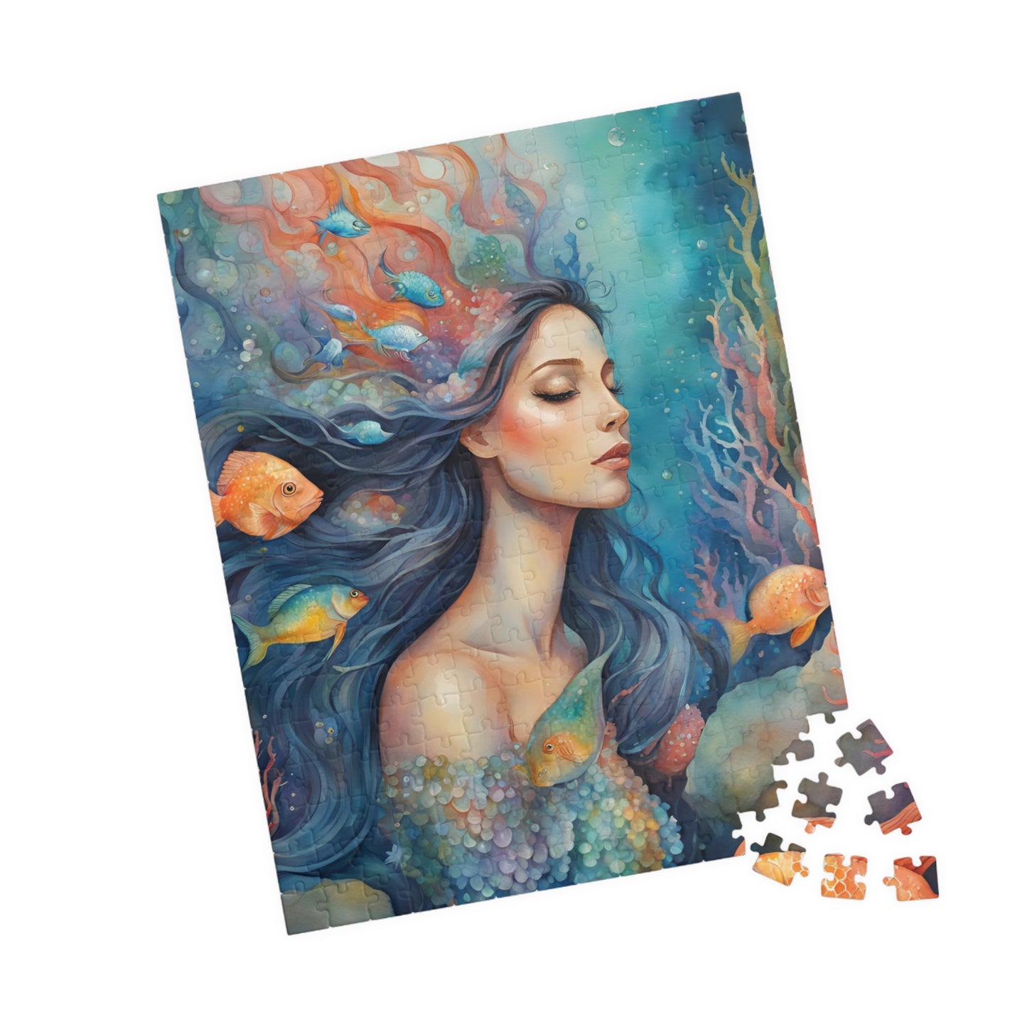 Mermaid Close-Up Jigsaw Puzzle, Serene Underwater Ocean Scene, Mindful Escape, Quiet Leisure Activity, Enthusiast Hobbyist Best Unique Gift