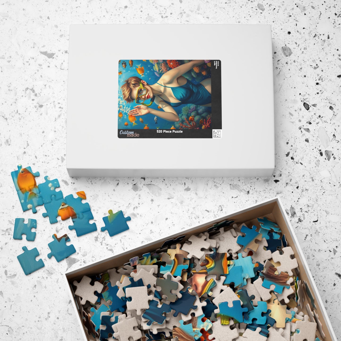Jigsaw Puzzle (110, 252, 520, 1014-piece) - Fair-Skinned Woman Snorkeling in Vibrant Coral Reef, Ocean Lovers Gift, Relaxing Mindfulness Puzzle The Puzzle Chest
