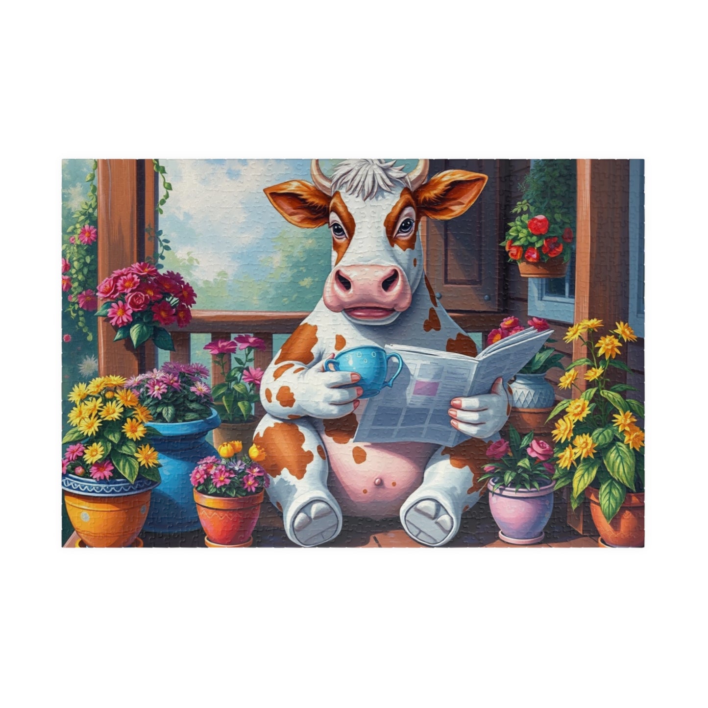 Whimsical Cow Jigsaw Puzzle, Fun Home Solo Entertainment, Gift for Farm Lovers Animal Enthusiasts, Family Game Night, Mindfulness Activity 1014 pcs (Horizontal) Puzzle The Puzzle Chest