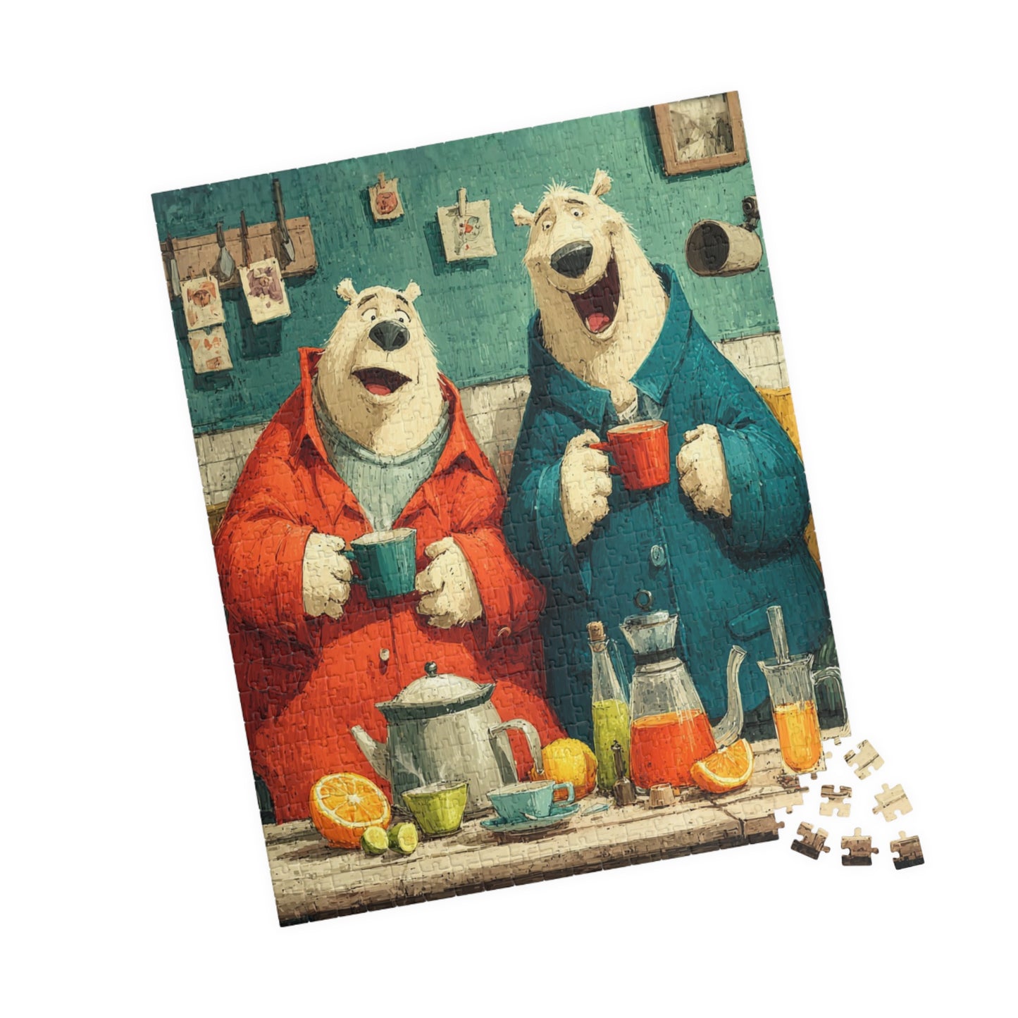 Cartoon Bear Tea Party – Whimsical Cute Animal Jigsaw Puzzle with Adorable Characters 520 pcs (Vertical) Puzzle The Puzzle Chest