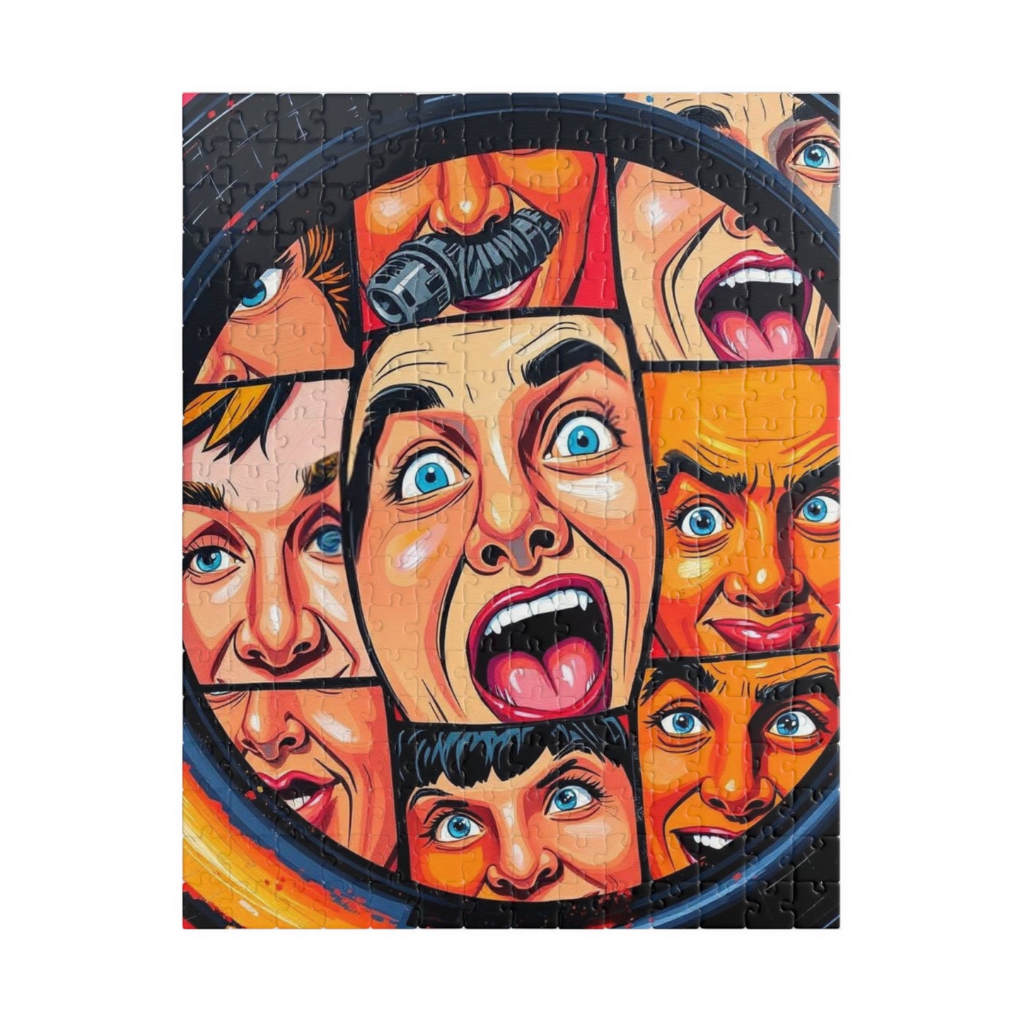 Vibrant Face Collage Puzzle, Pop Art Jigsaw Game Fun Family Activity, Unique Gift Idea for Friend, Colorful Home Entertainment, Brain Teaser 252 pcs (Vertical) Puzzle The Puzzle Chest