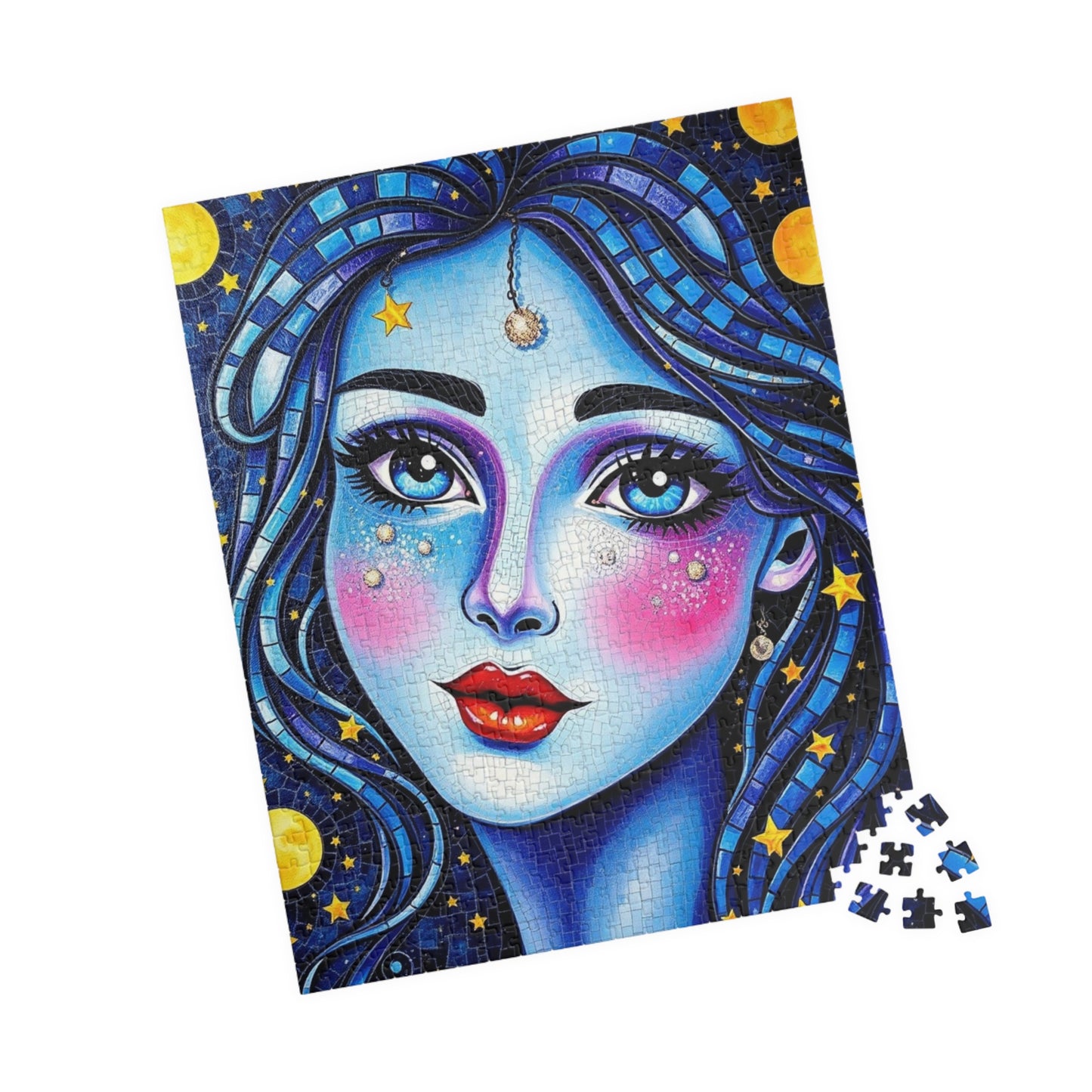 Mosaic Portrait Celestial Woman Puzzle | 110-1014 Piece Stars and Planets Jigsaw Game, Starry Night Artwork, Gift for Puzzle Lovers, Mindful Puzzle The Puzzle Chest