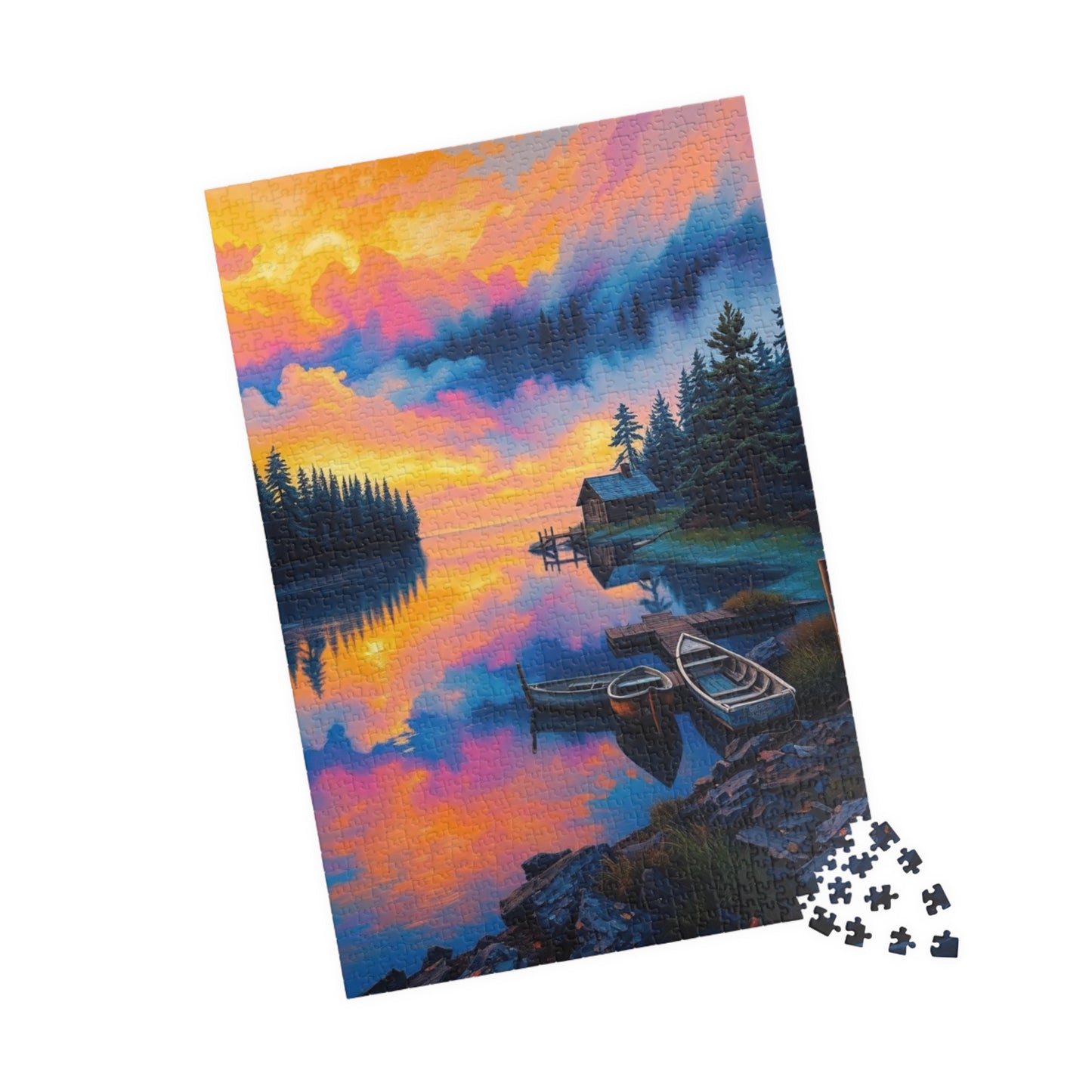 Scenic Puzzle with Colorful Lake Reflection, Nature Lovers Gift, Mindful Hobby, Family Game Night, Unique Home Decor Puzzle The Puzzle Chest