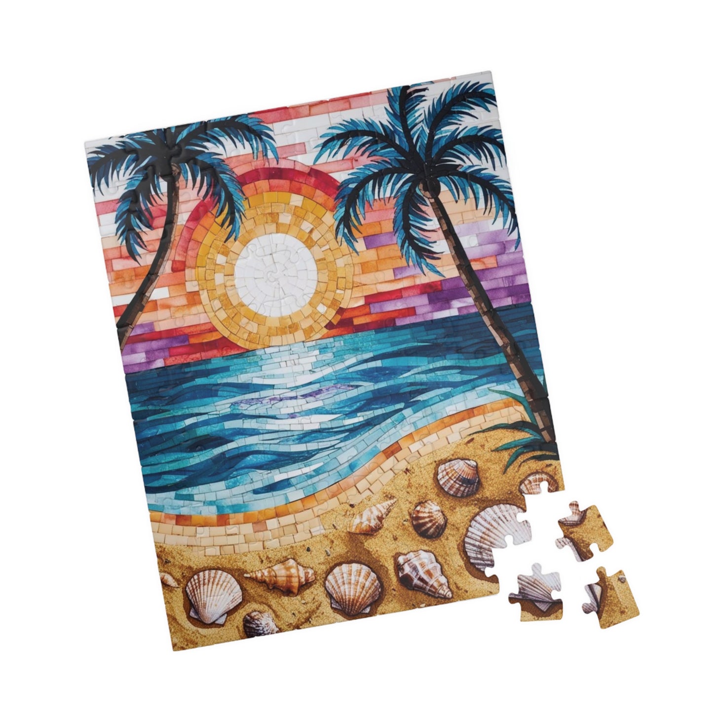 Tropical Beach Mosaic Jigsaw Puzzle, Relaxing Beach Scene, Vacation Family Game, Mindfulness Activity, Family Fun, Beach Lover Gifted Puzzle Puzzle The Puzzle Chest