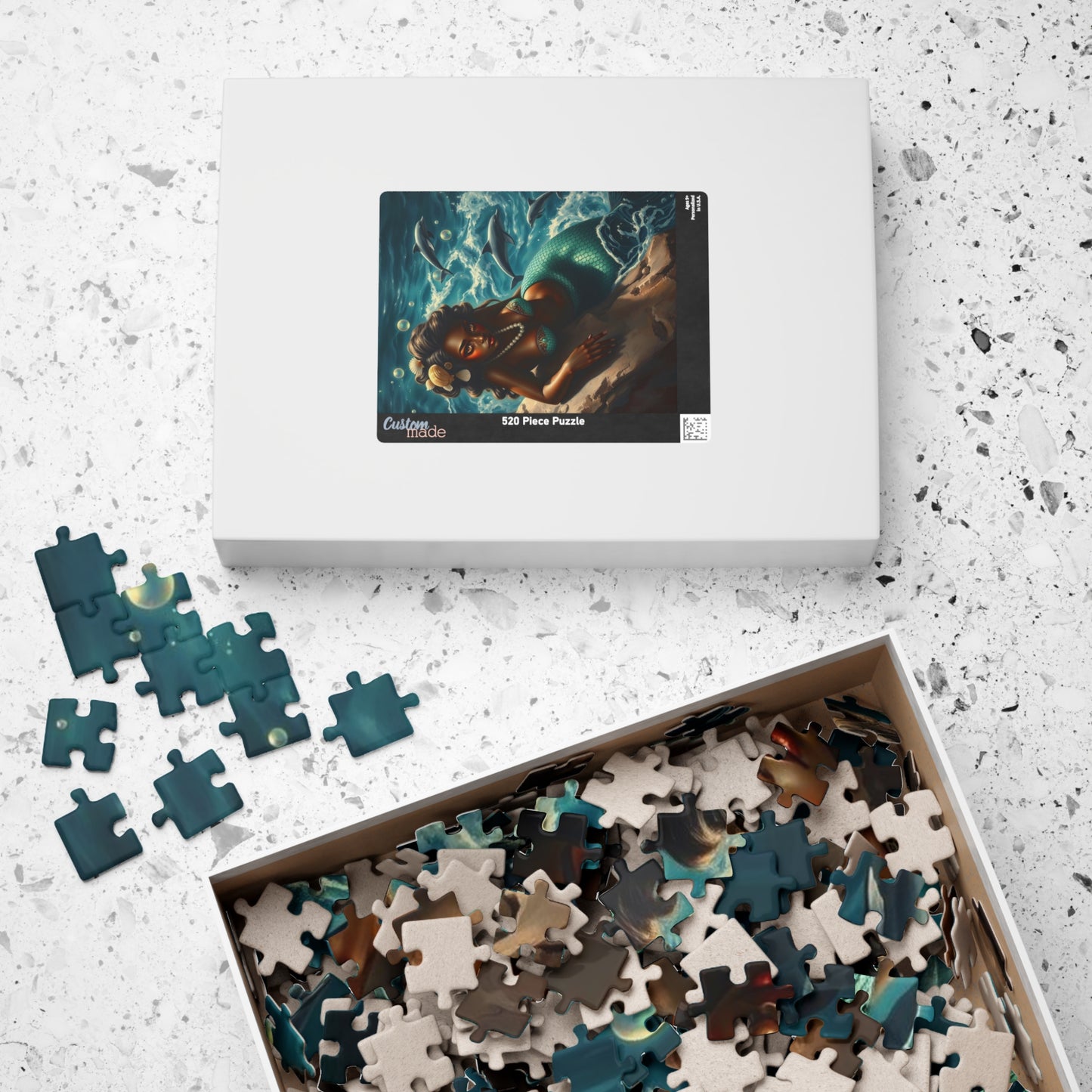 Black Mermaid Jigsaw Puzzle - Enchanting Ocean Black Art, Gift for Sea Lovers, Creative Activity, Home Entertainment, Family Bonding Puzzle The Puzzle Chest