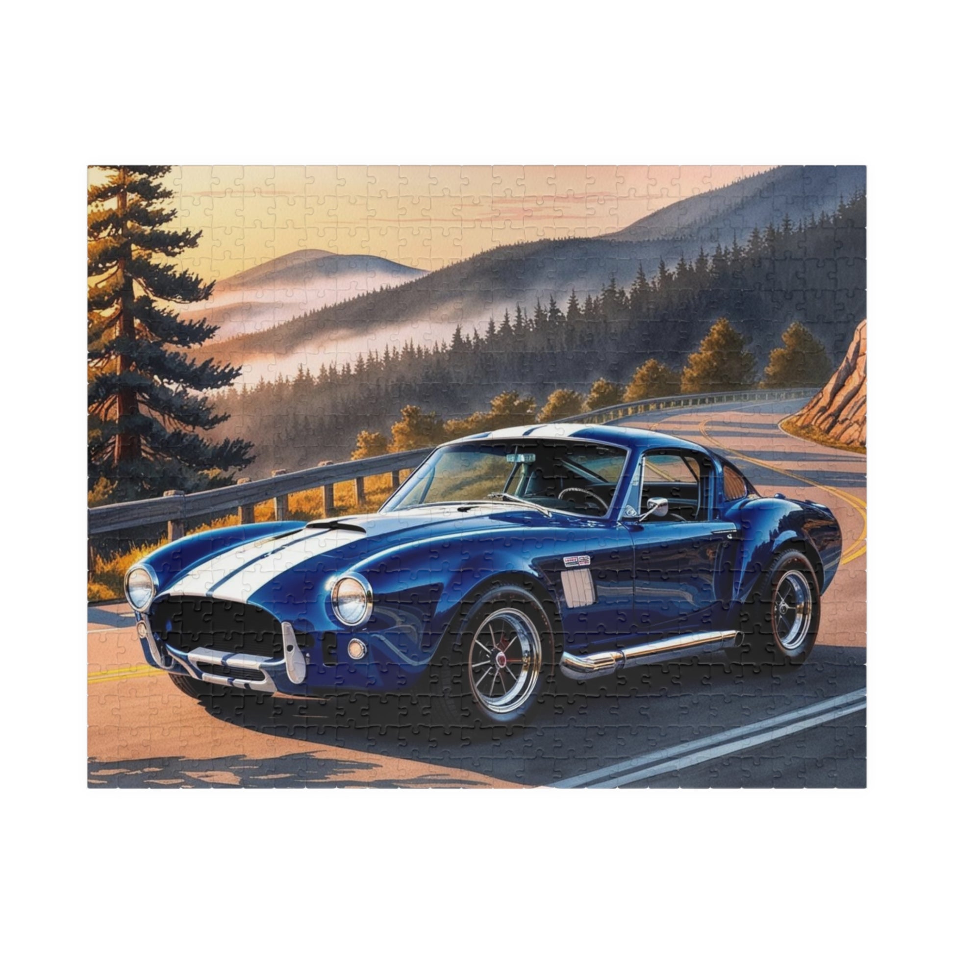 Vintage Car Puzzle, 1965 Cobra 427, Classic Muscle Car on a Scenic Mountain Road Jigsaw Game 520 pcs (Horizontal) Puzzle The Puzzle Chest