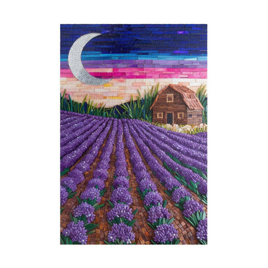 Jigsaw Puzzle, Lavender Fields Mosaic Landscape 110 252 520 1014-piece, Earthy Farmhouse Flower Rows, Rustic Mosaic Tiles Puzzle, Floral 1014 pcs (Vertical) Puzzle The Puzzle Chest