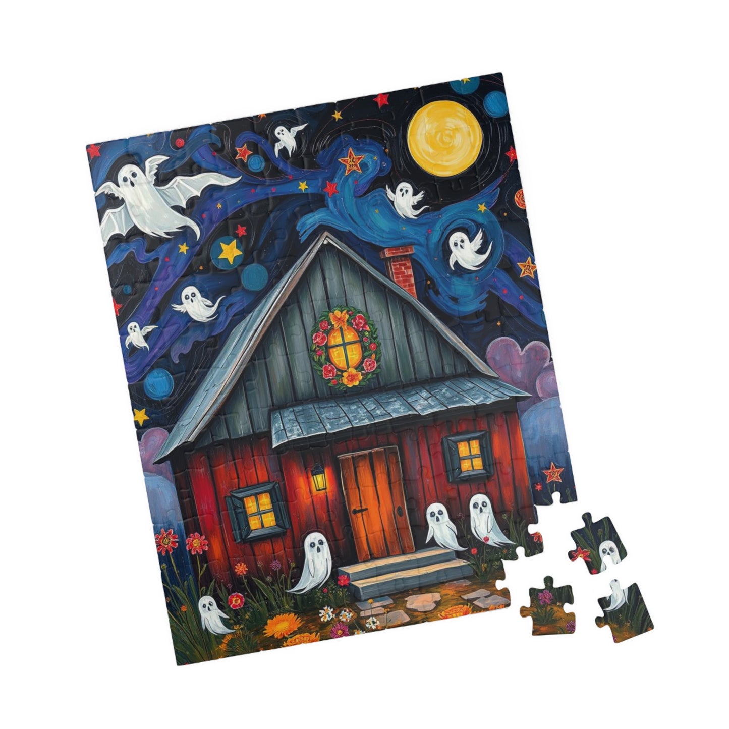 Ghostly Manor Jigsaw Puzzle - Whimsical Haunted House, Halloween Theme Ideal Family Fun Game, Puzzle Lover Gift, Cozy Night Activity, Gifts