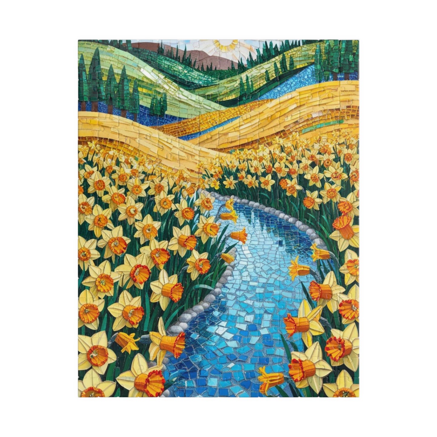 Puzzle, Golden Daffodil Valley 110-1014 Piece Jigsaw, Mosaic Nature Scene, Relaxing Indoor Activity, Mindfulness Hobby, Spring Floral Puzzle 252 pcs (Vertical) Puzzle The Puzzle Chest