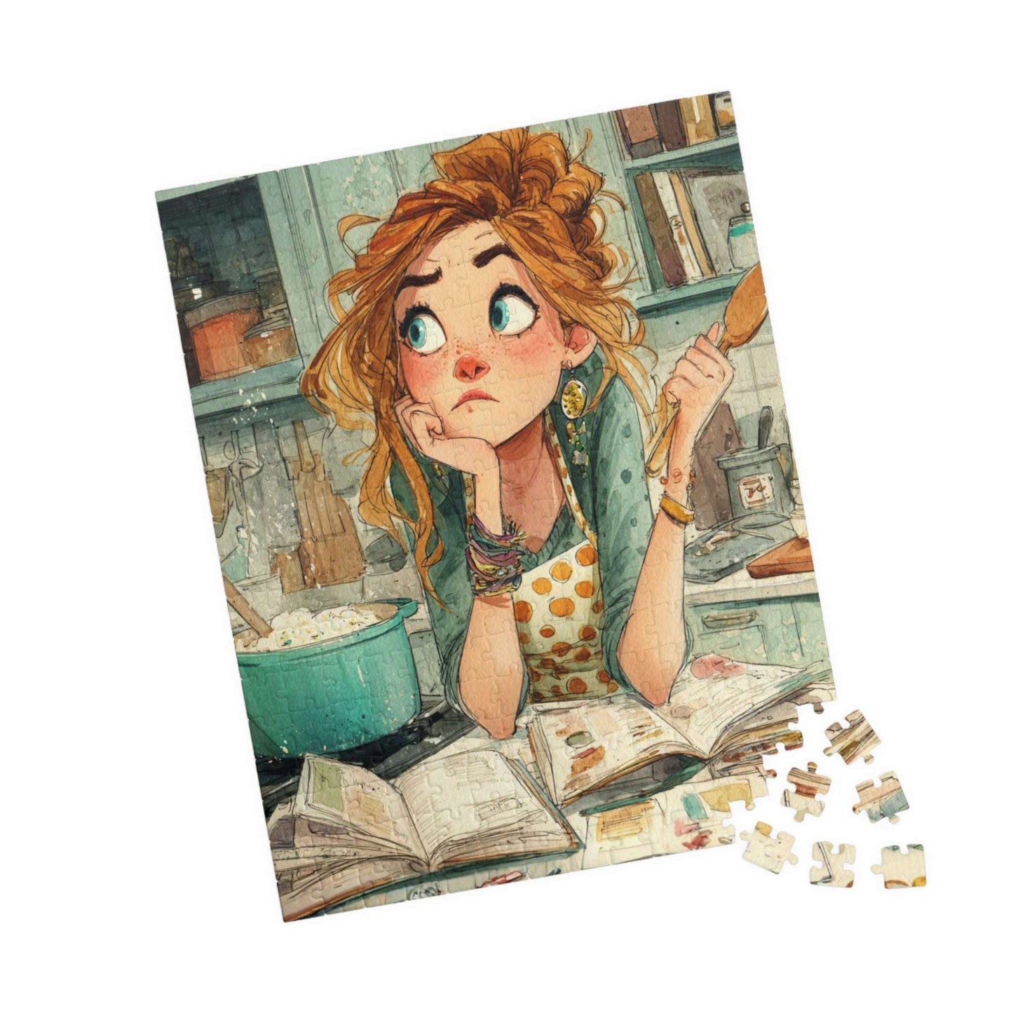 Playful Chef Cartoon Puzzle - Messy Kitchen Scene, Cute Cooking Jigsaw Game for Food Lover 252 pcs (Vertical) Puzzle The Puzzle Chest