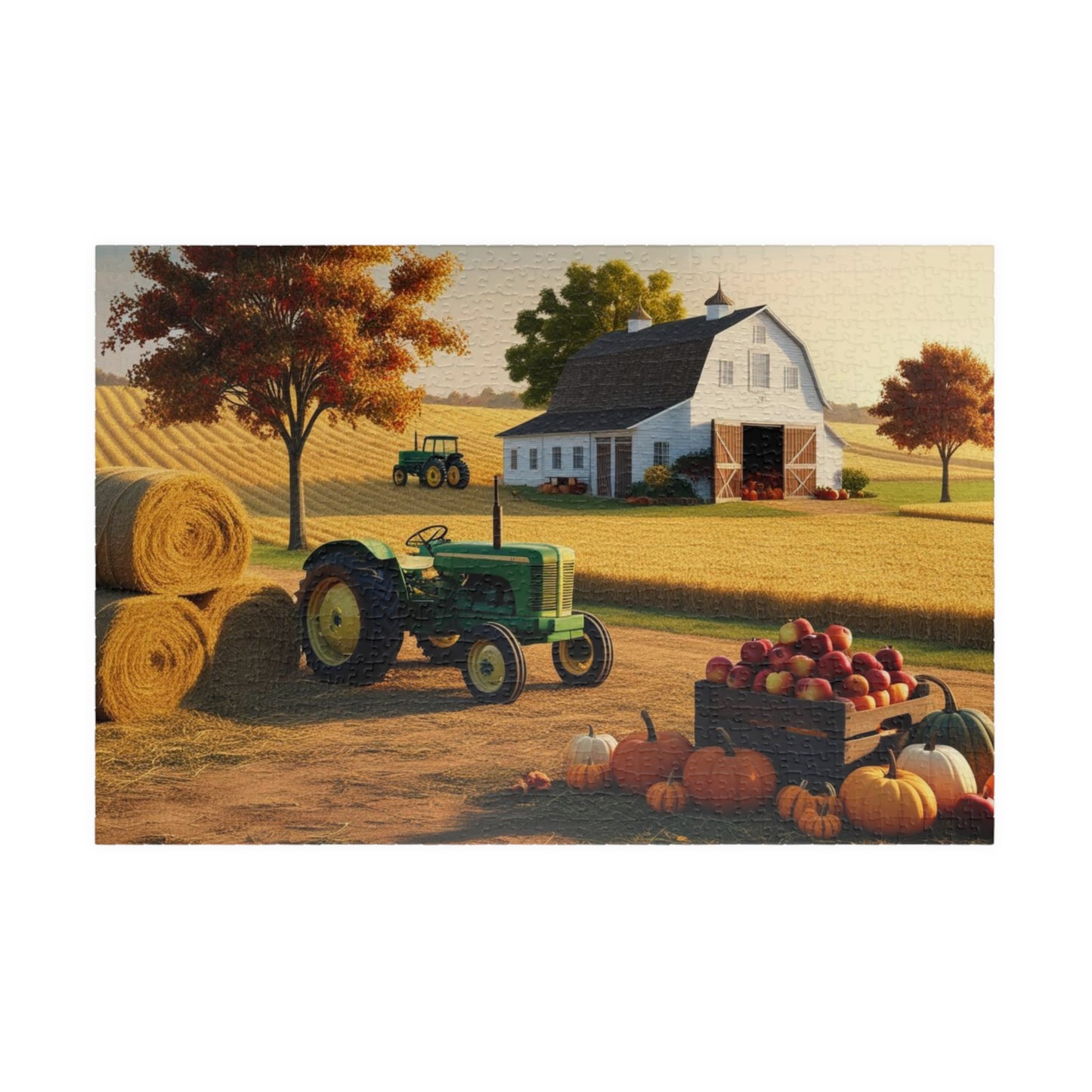 Fall Farm Scene Puzzle - 110-1014 Pieces Landscape Jigsaw Game, Gift for Autumn Lovers, Perfect for Family Game Night, Agricultural Art 1014 pcs (Horizontal) Puzzle The Puzzle Chest