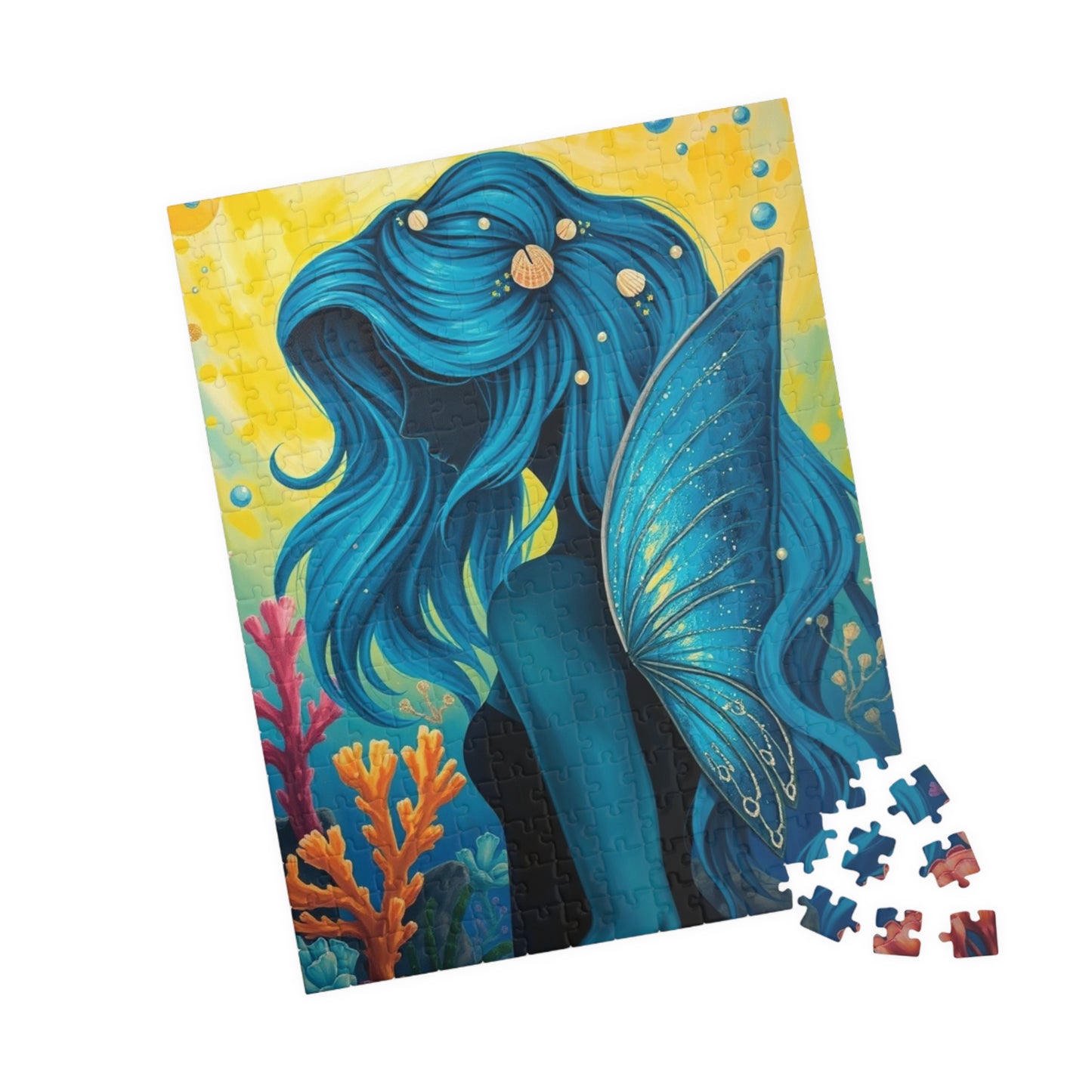 Sea Fairy Jigsaw Puzzle, Mermaid Silhouette Art Underwater Scene, Gift for Her Stress Relief Activity, Mind Challenge, Relaxation Gift Puzzle The Puzzle Chest